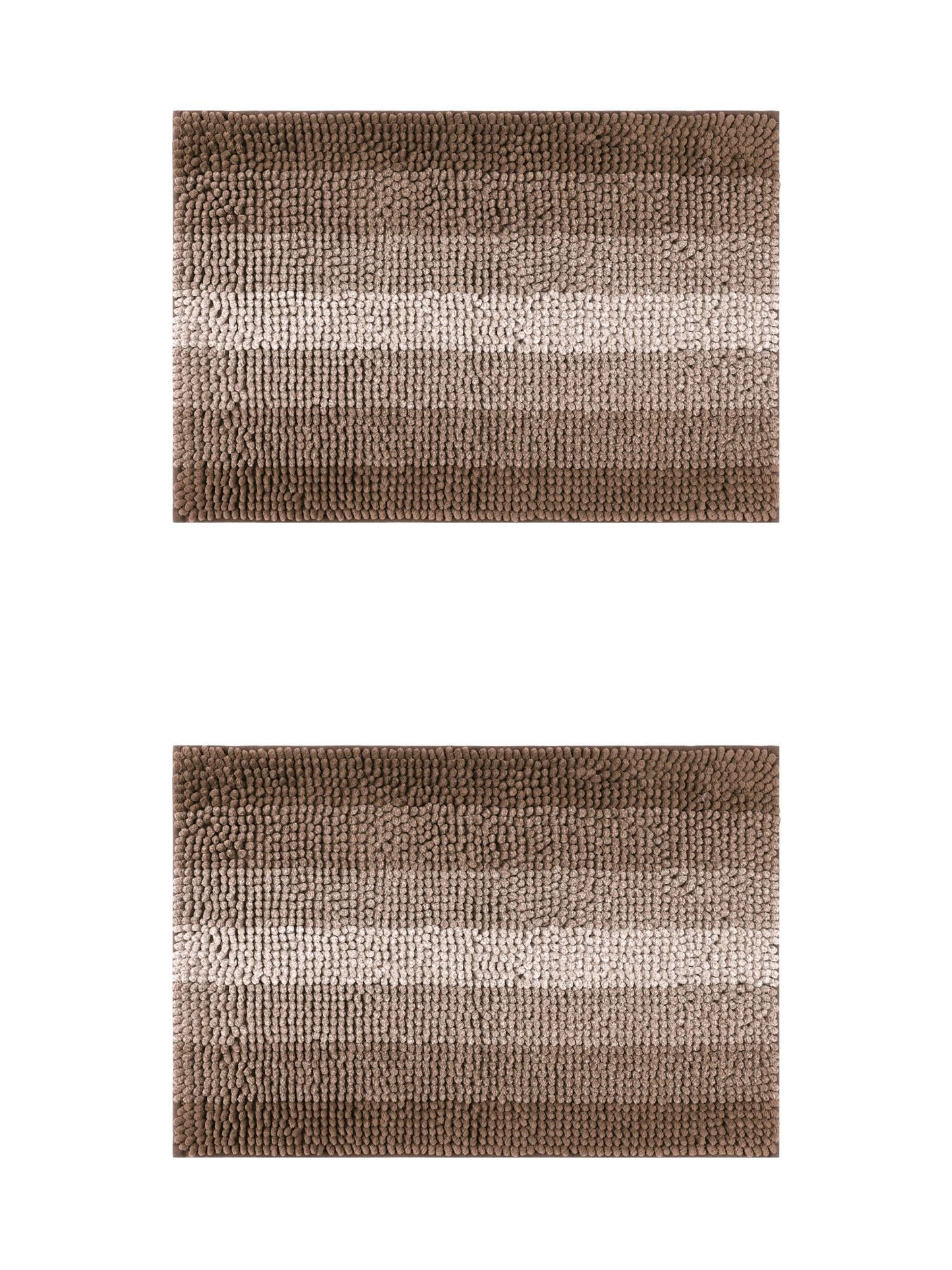 Unique Bargains 2 Pcs Striped Mats Non-Slip Bath Carpet Coffee 16" x 24"/20" x 32"