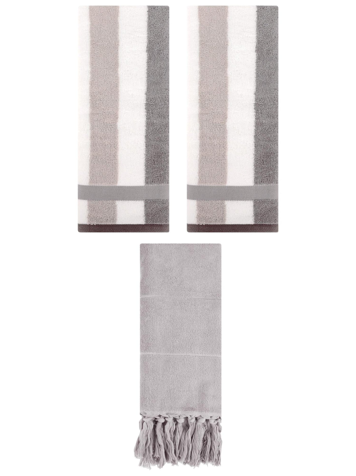 Unique Bargains 3 Pack Absorbent Comfy Hand Towel Grey 14"x30"/13"x29"