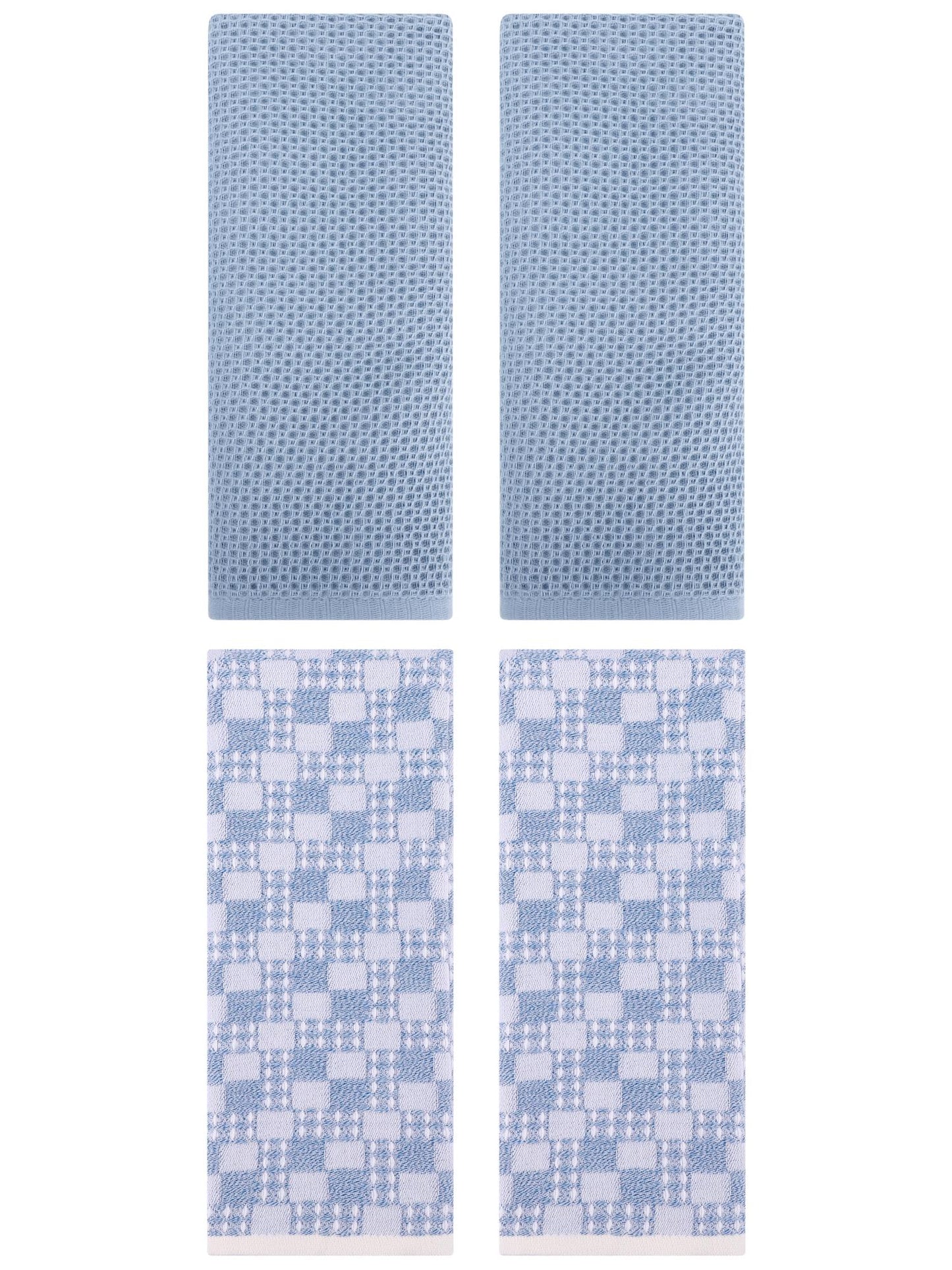 Unique Bargains 4 Pcs Soft Waffle Design Hand Towel Steel Blue/Blue 13" x 30"/13" x 28"