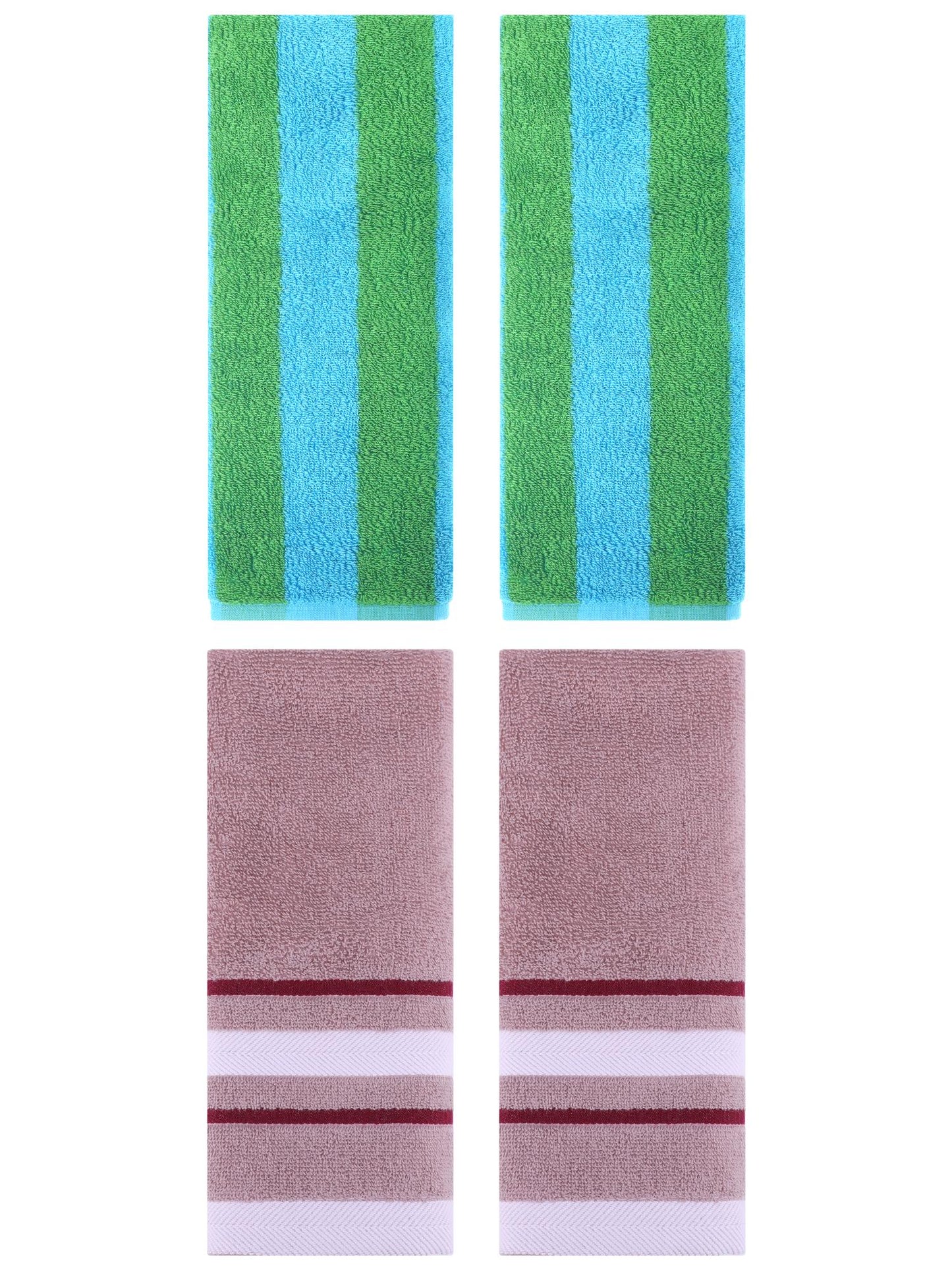 Unique Bargains 4 Pcs Stripe Hand Towel Blue Green/Purple 14" x 30"/13" x 29"