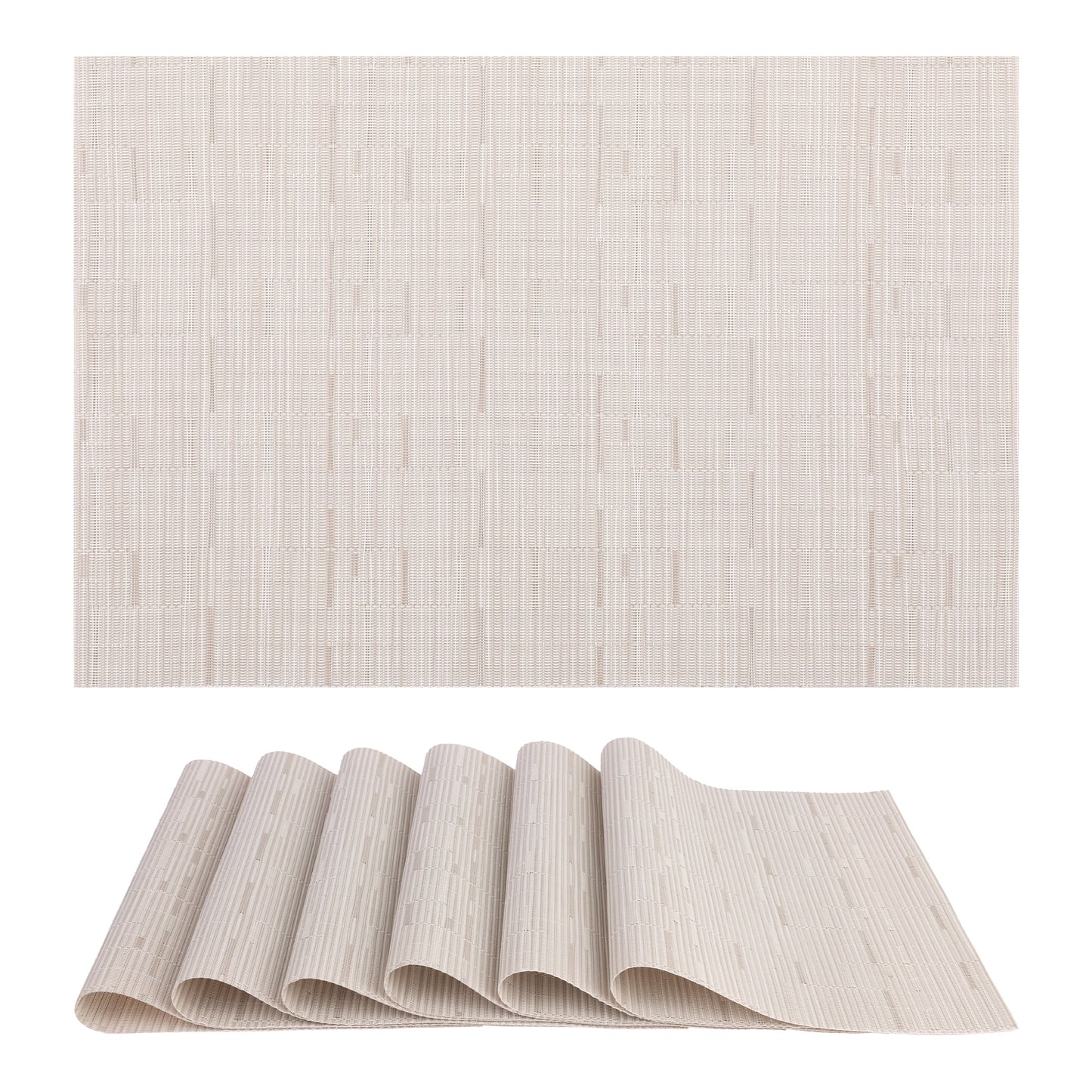 Unique Bargains 6pcs Placemats for Kitchen Dining Table Washable Wipeable Mat Beige