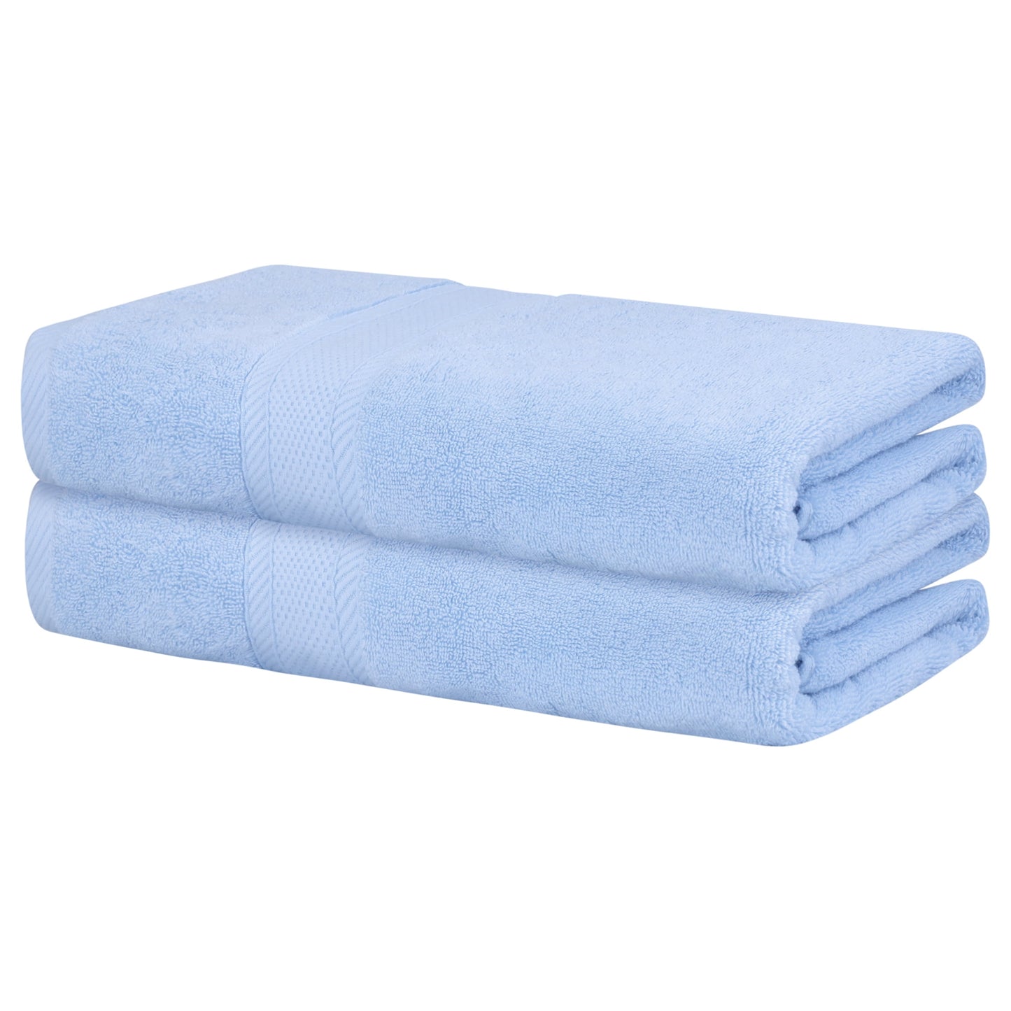 Unique Bargains Cotton 2 Pack Bath Towels Set Quick Dry and Highly Absorbent for Bathroom Light Blue 28" x 56"