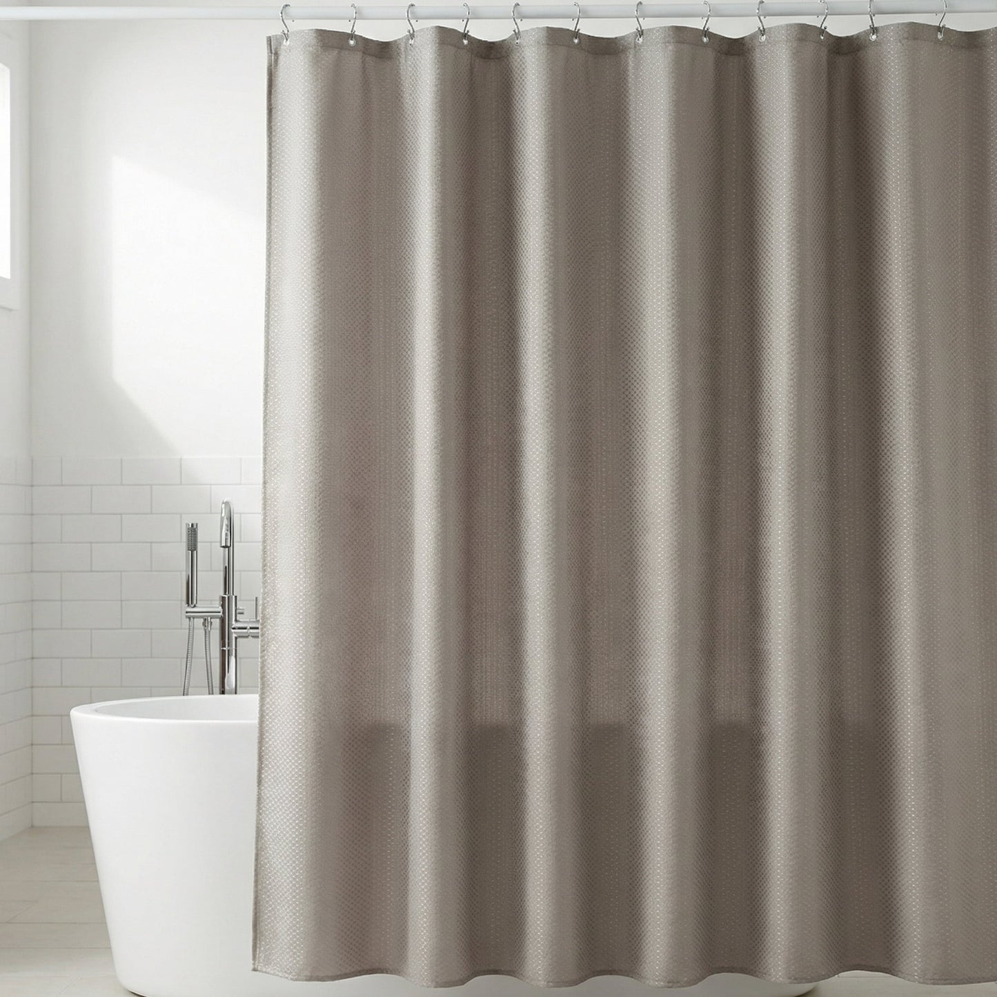 Unique Bargains Geometric Shower Curtain Sets with 12 Hooks Grey 71"W x 71"L