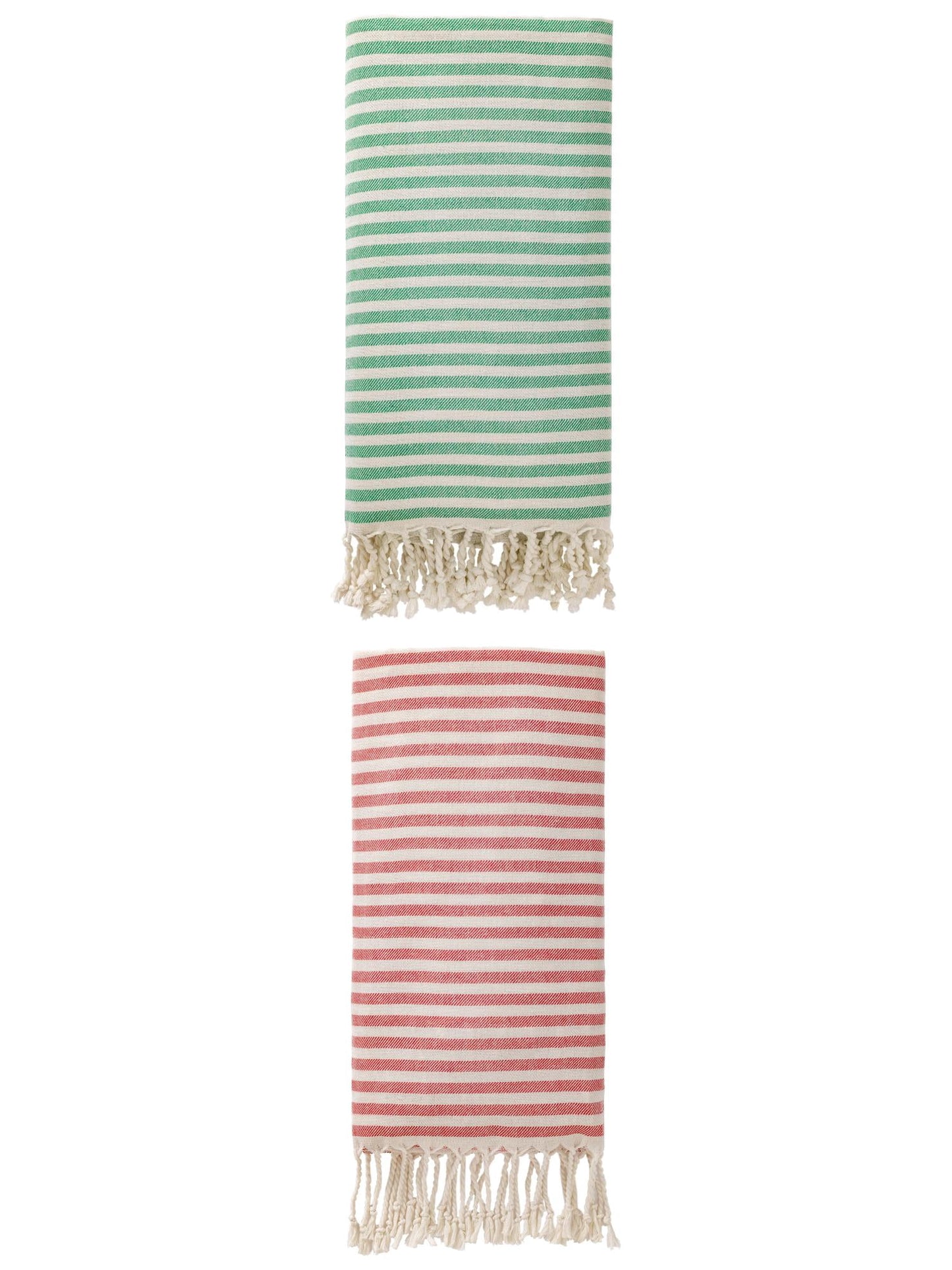 Unique Bargains Lightweight Sand Free Quick Dry Turkish Towel Red/Green 71"x40"