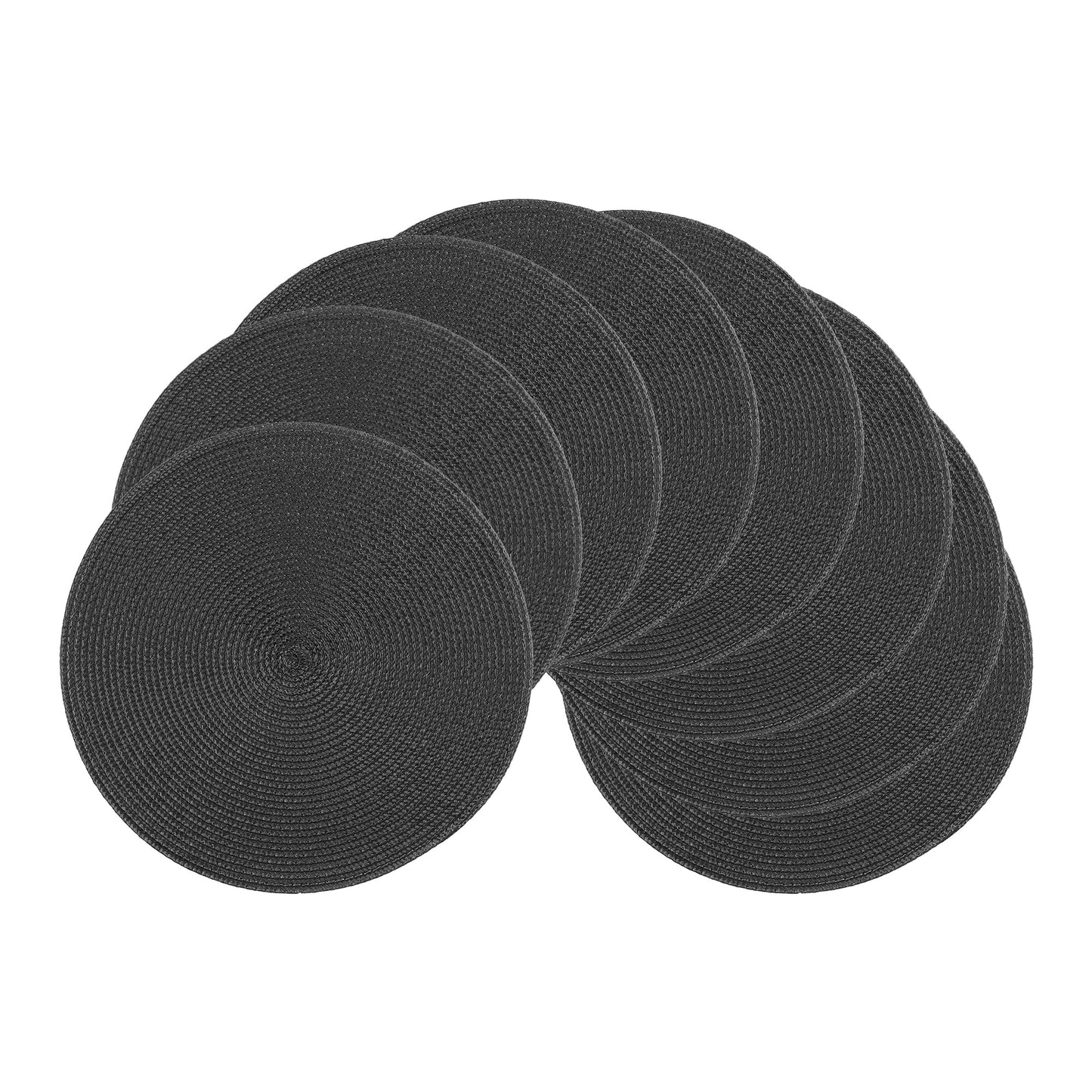 Unique Bargains Rustic Placemats Set of 6 Woven Placemats Black
