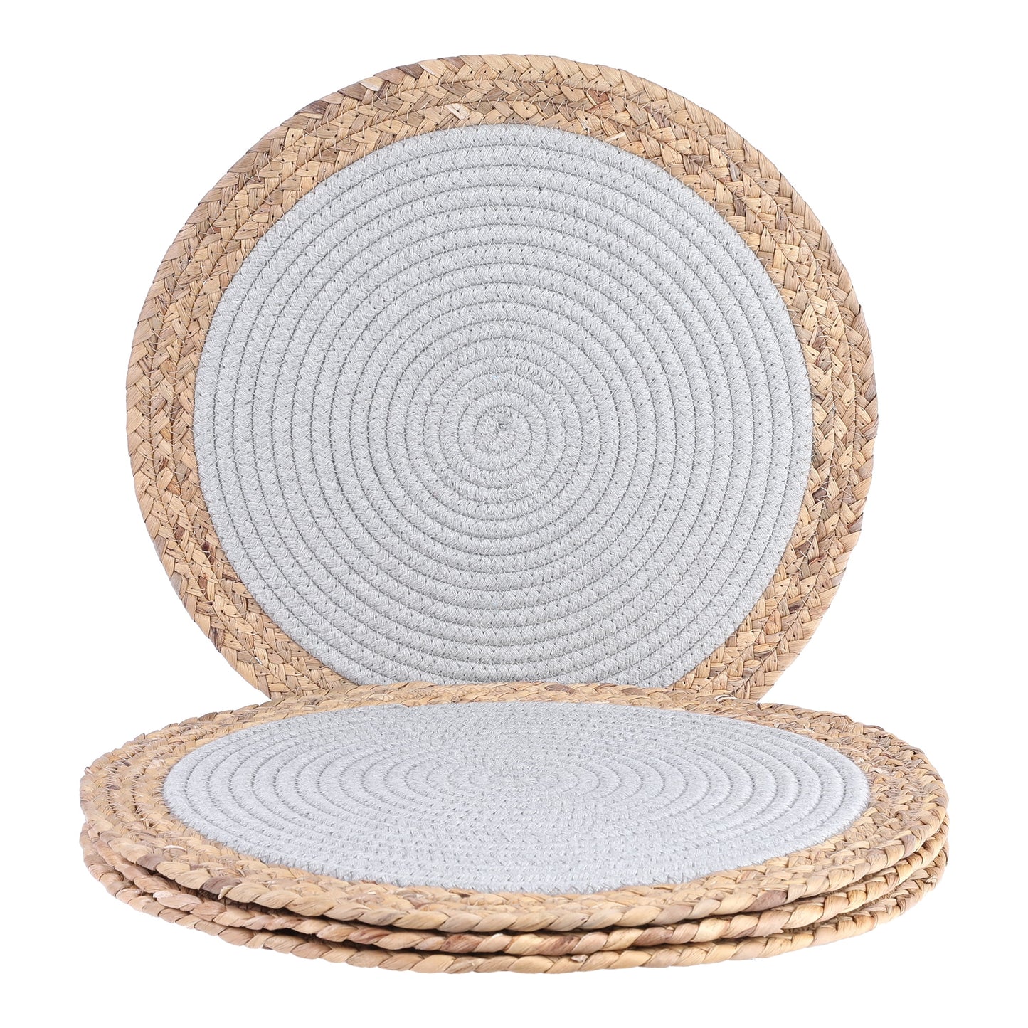 Unique Bargains Set of 4 Placemats for Dining Table Decor Table Mats Light Gray 14x14in