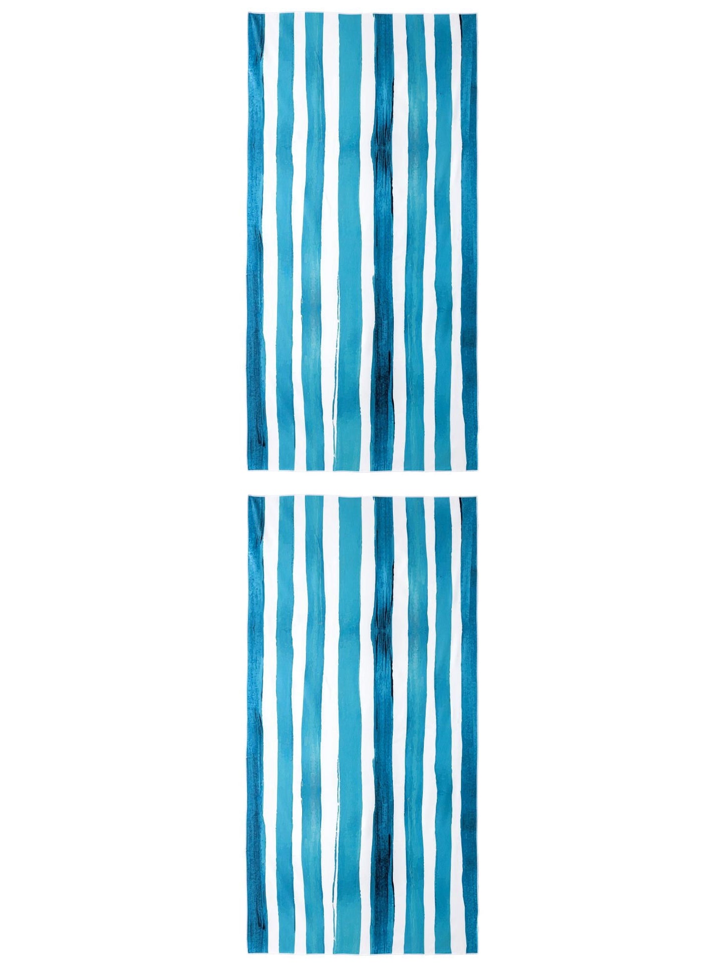 Unique Bargains Striped Absorbent Beach Towel 2 Pack Aqua Blue 63"x31"