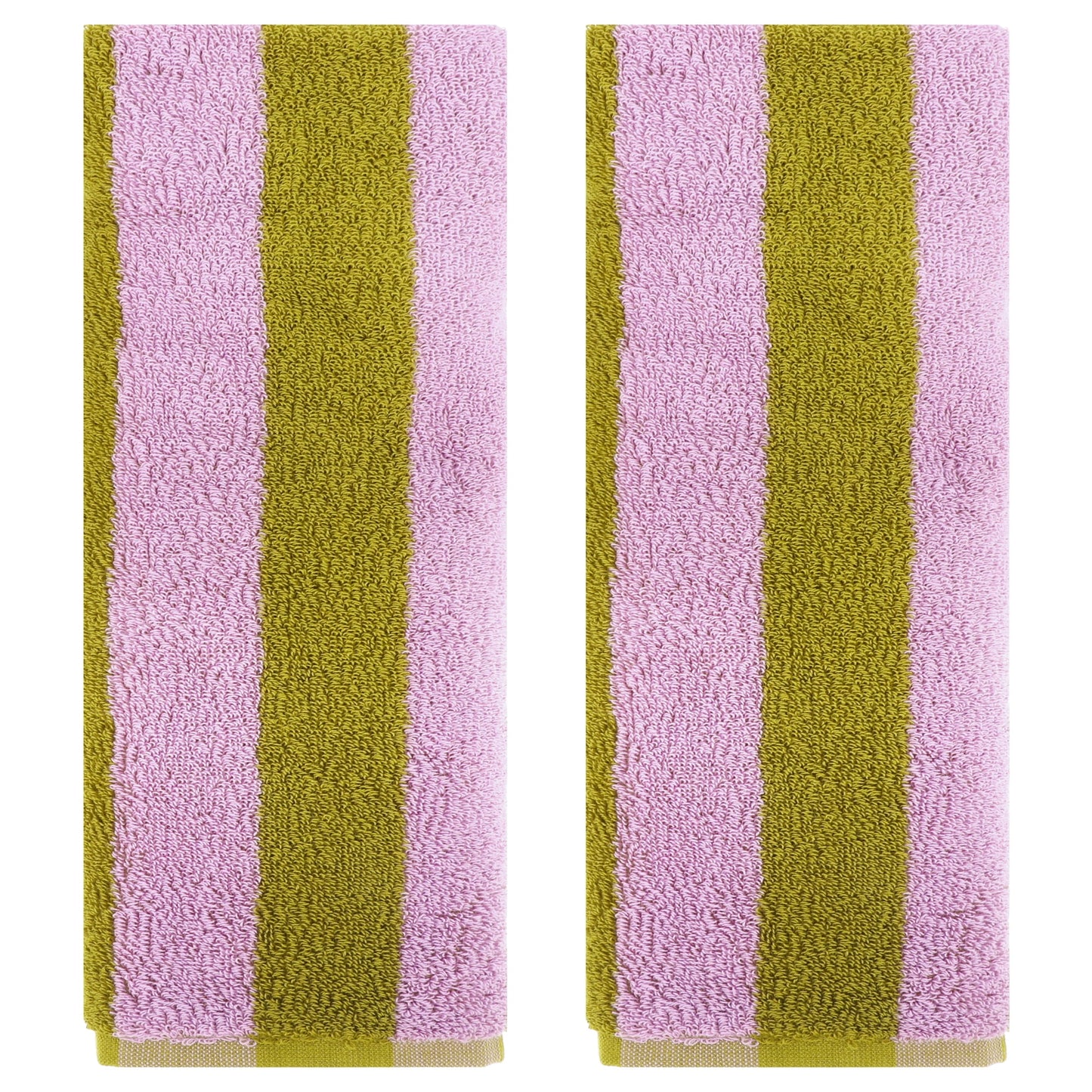 Unique Bargains Striped Hand Towels Absorbent Soft Towel for Kitchen Pink Brown 2-Piece