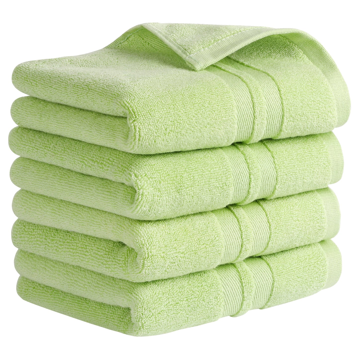 Unique Bargains Striped Hand Towels Cotton Soft Absorbent Towel Green 4-Piece