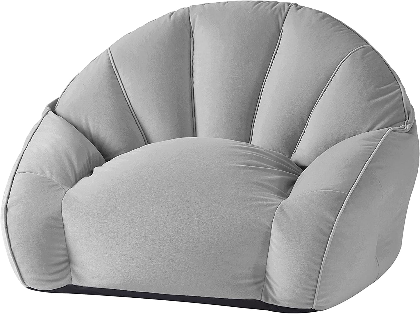 Urban Shop Velvet Plush Bean Bag Sofa Chair for Kids & Adults, Grey, 27" D x 27" W 32" H