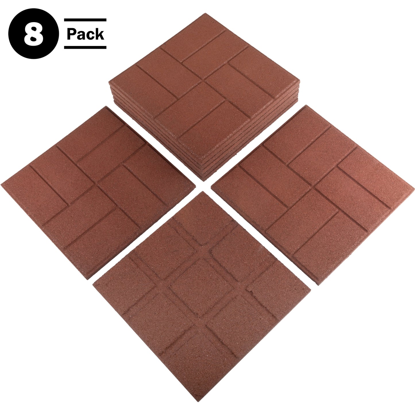 Pure Garden Rubber Deck Tiles 8-Pack - 28SQFT Outdoor Flooring Pavers, Gray