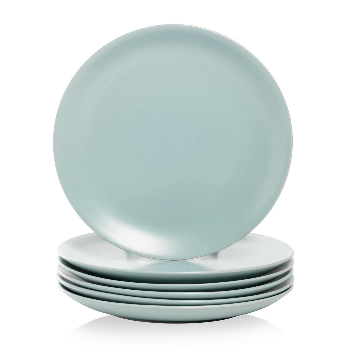 10 Strawberry Street Wazee Matte 10.5" Coupe Stoneware Dinner Plate, Set of 6, Mineral Blue