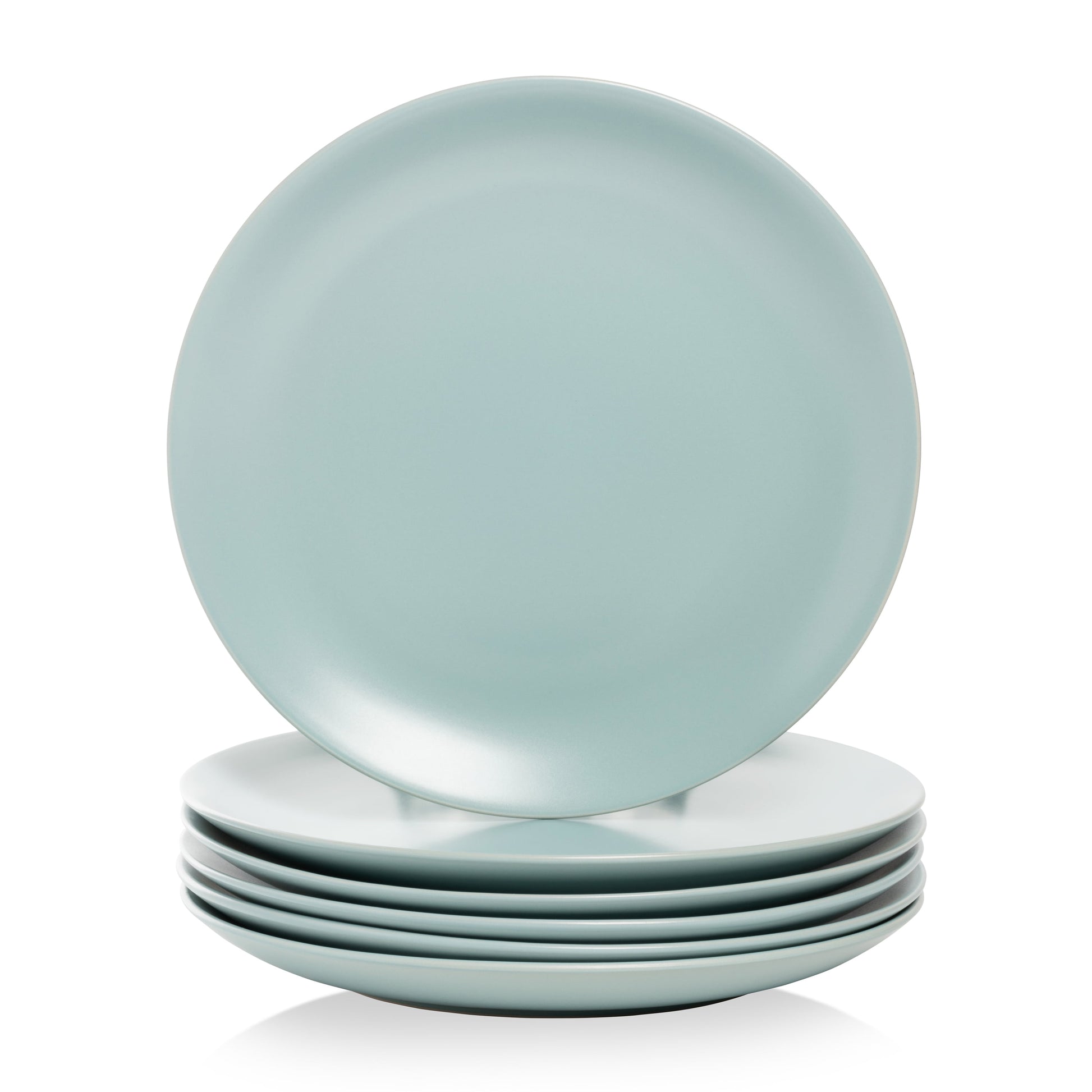 10 Strawberry Street Wazee Matte 10.5" Coupe Stoneware Dinner Plate, Set of 6, Mineral Blue
