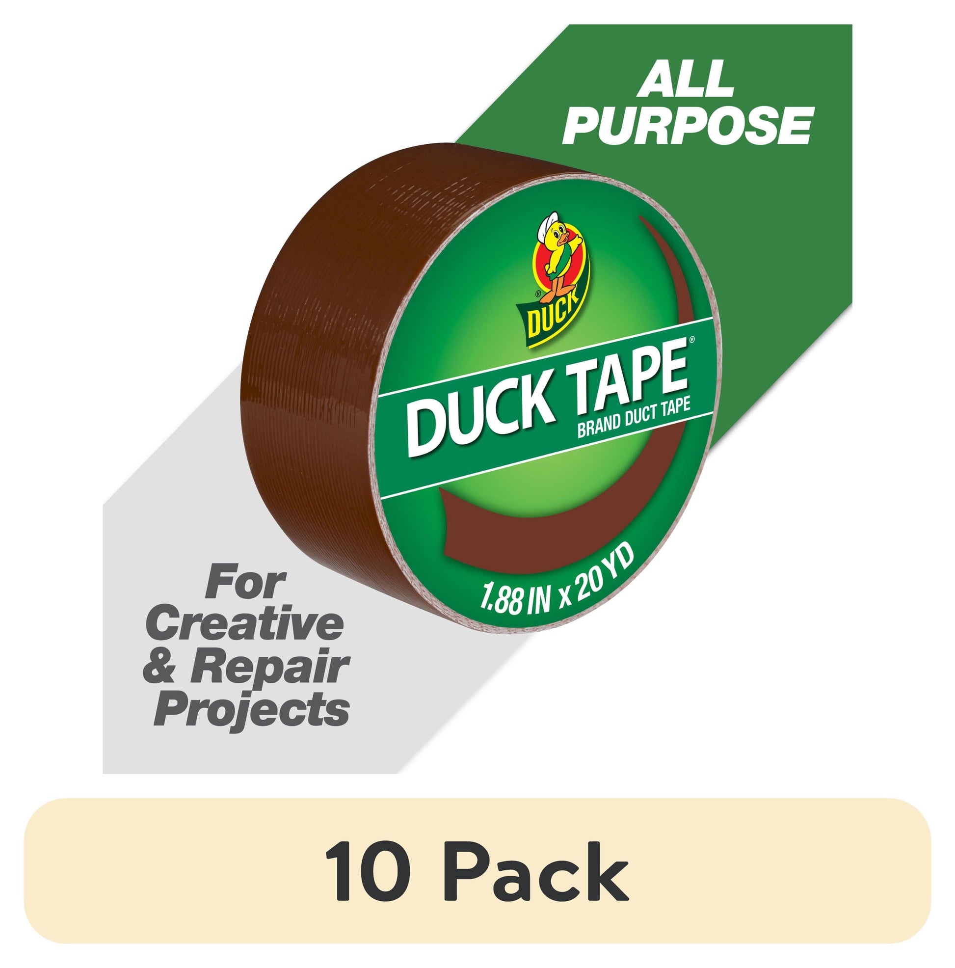 (10 pack) Color Duck Tape Brand Duct Tape, 1.88 in. x 20 yd., Brown