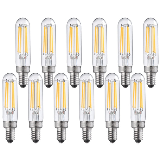 12 Pack T6 Candelabra Base Bulb, 4.5W(40W Equiv.), LED E12 Spiral Filament Bulb 2700K Soft White