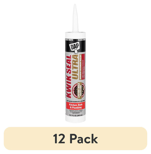 (12 pack) DAP Kwik Seal Ultra 10.1 oz White Silicone Kitchen and Bath Latex Sealant Caulk