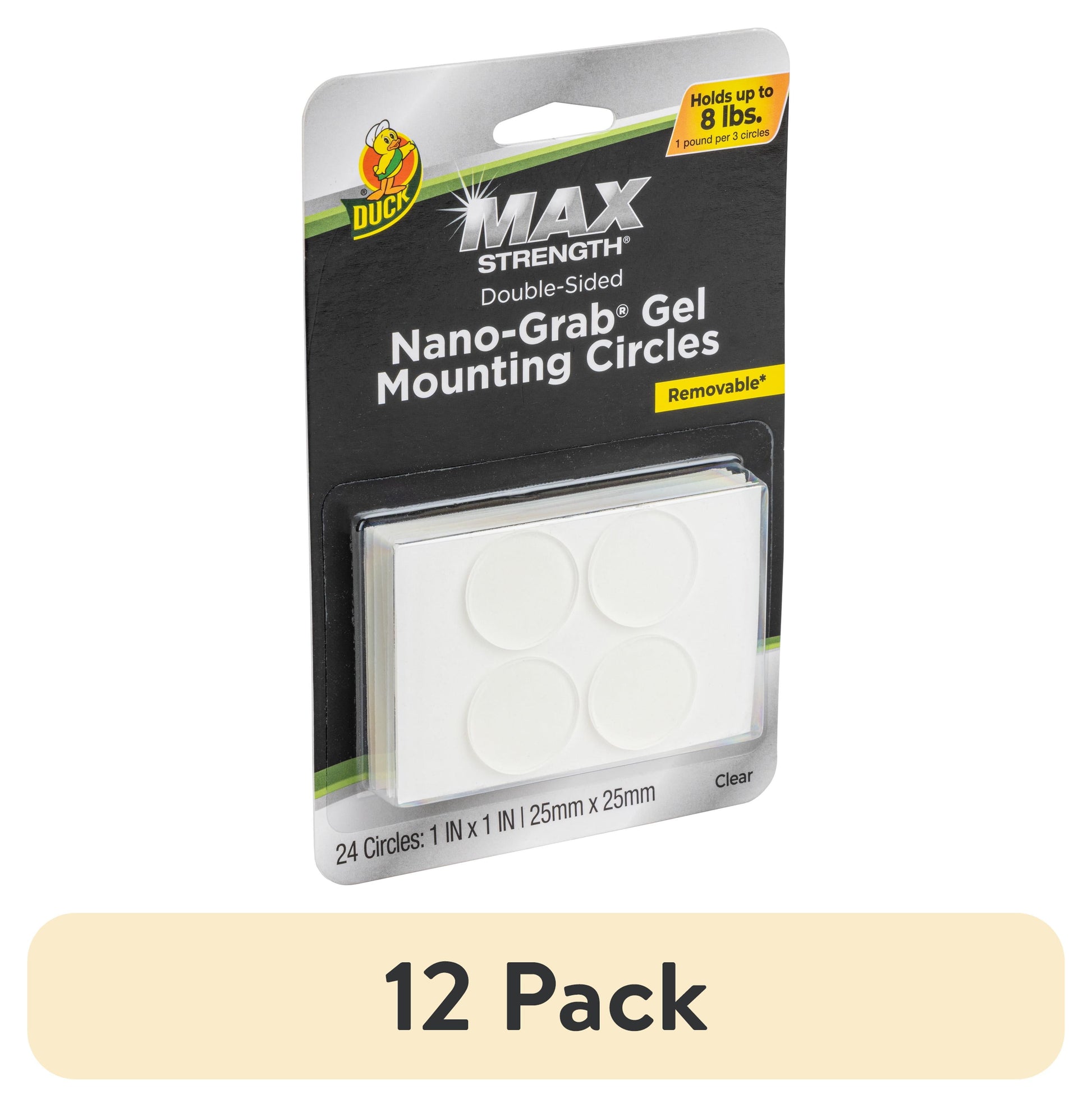 (12 pack) Duck MÃ¡xima Potencia Nano-Grab 1 in. x 1 in. CÃ­rculos de Cinta de Gel, 24 pack