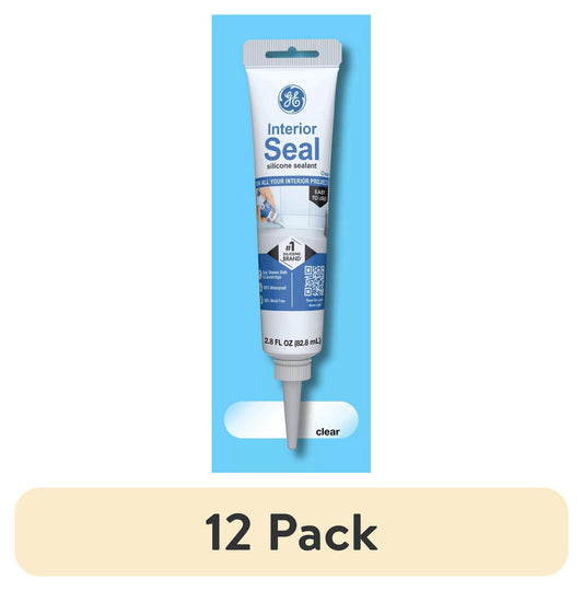 (12 pack) GE Interior Seal Kitchen & Bath, Pack of 1, Clear 2.8 oz Tube