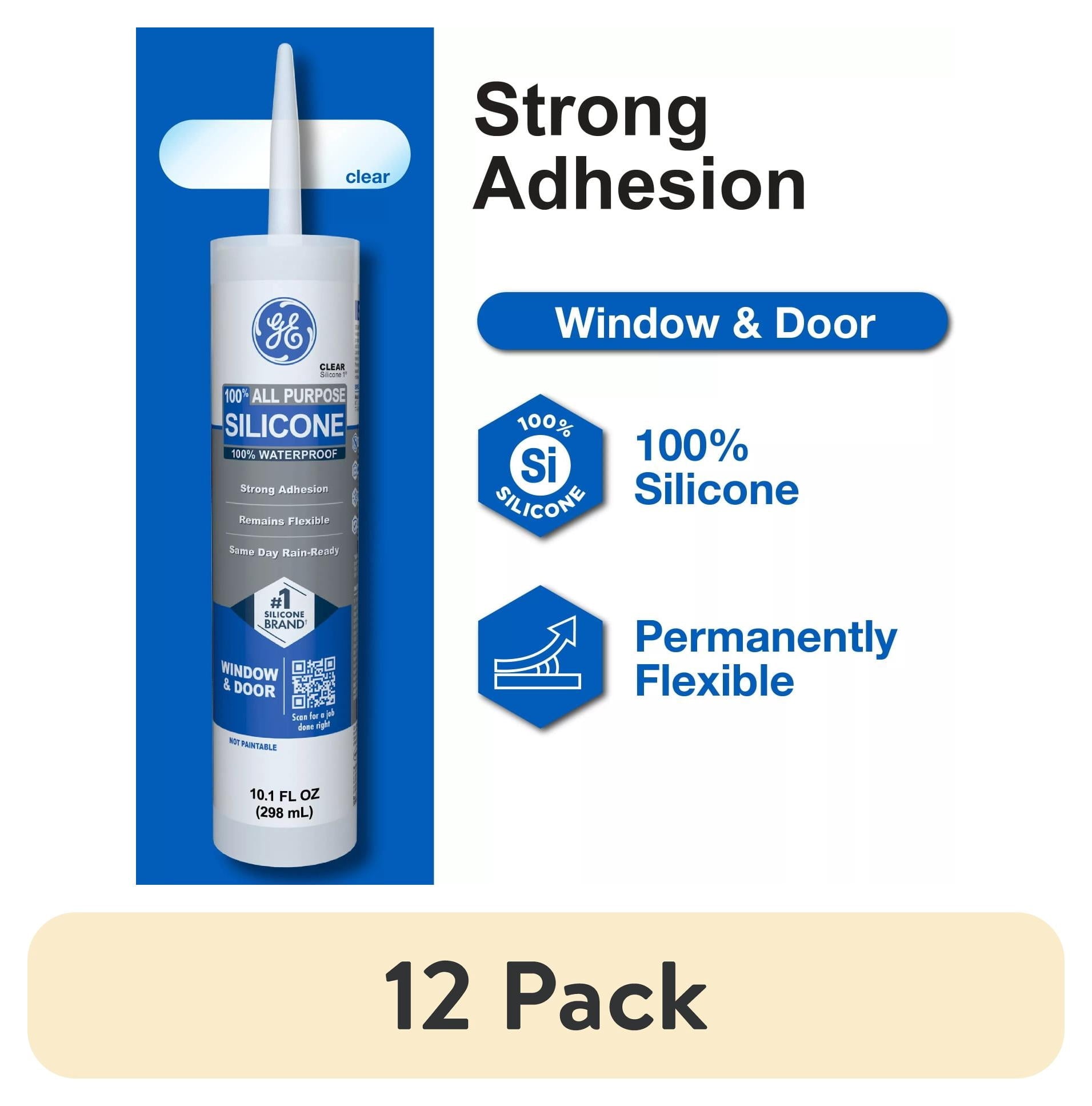 (12 pack) GE Silicone 1 All Purpose Sealant Window & Door, Pack of 1, Clear 10.1 fl oz Cartridge