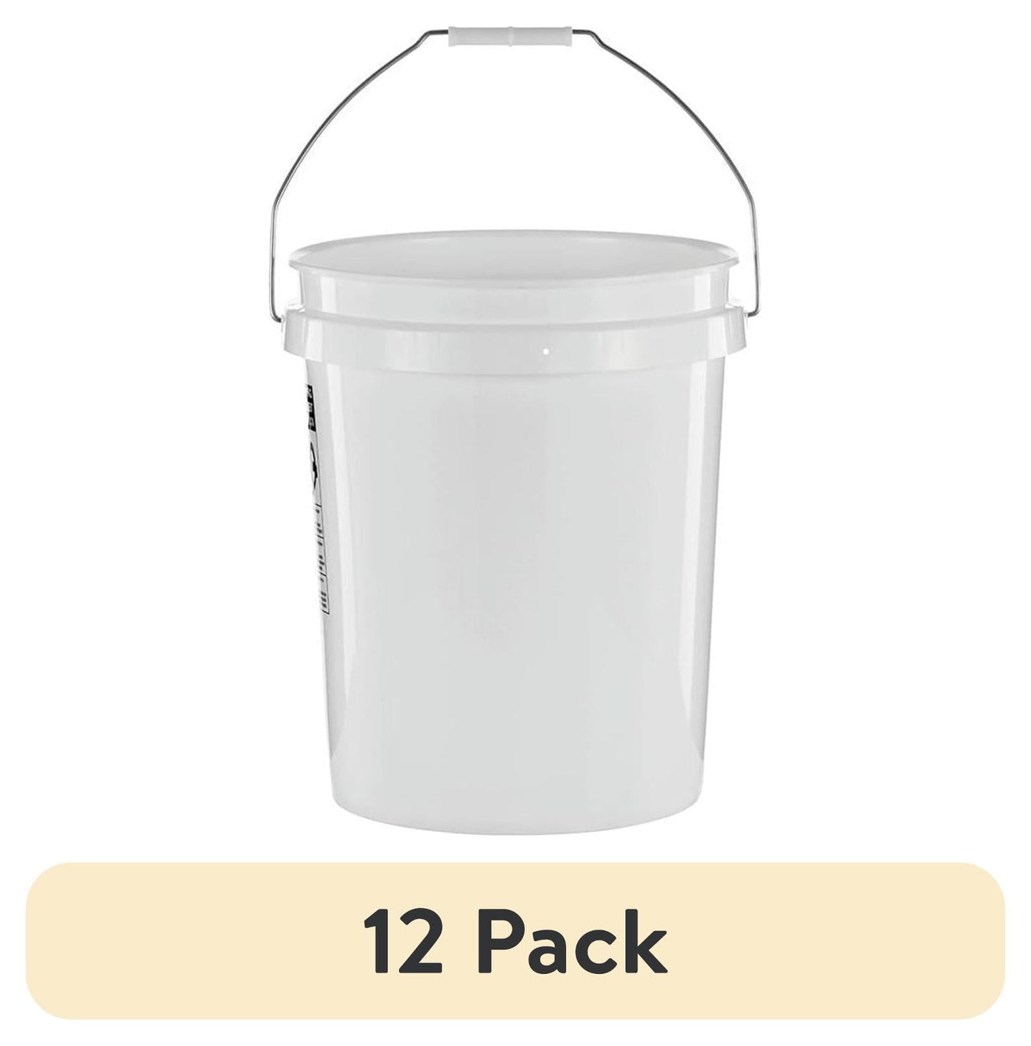 (12 pack) United Solutions 5 Gallon Round Utility Bucket, Comfort Handle, Plastic, White, PN0149, 1 Each