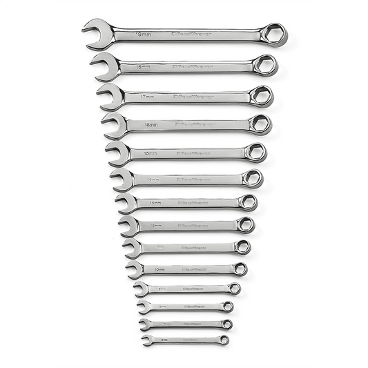 14 Piece Full Polish Comb Wrench Set 6 Pt Metric