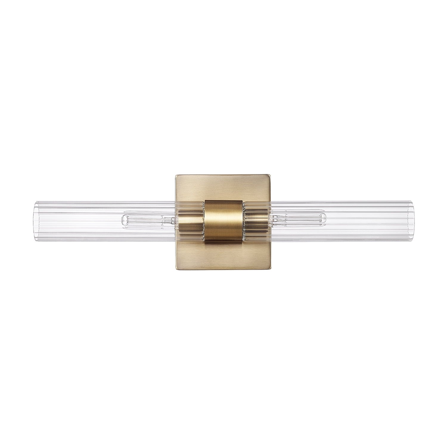 Globe Electric Soft Glam Style 18" 2-Light LED Matte Brass Ribbed Glass Vanity Light, No Battery