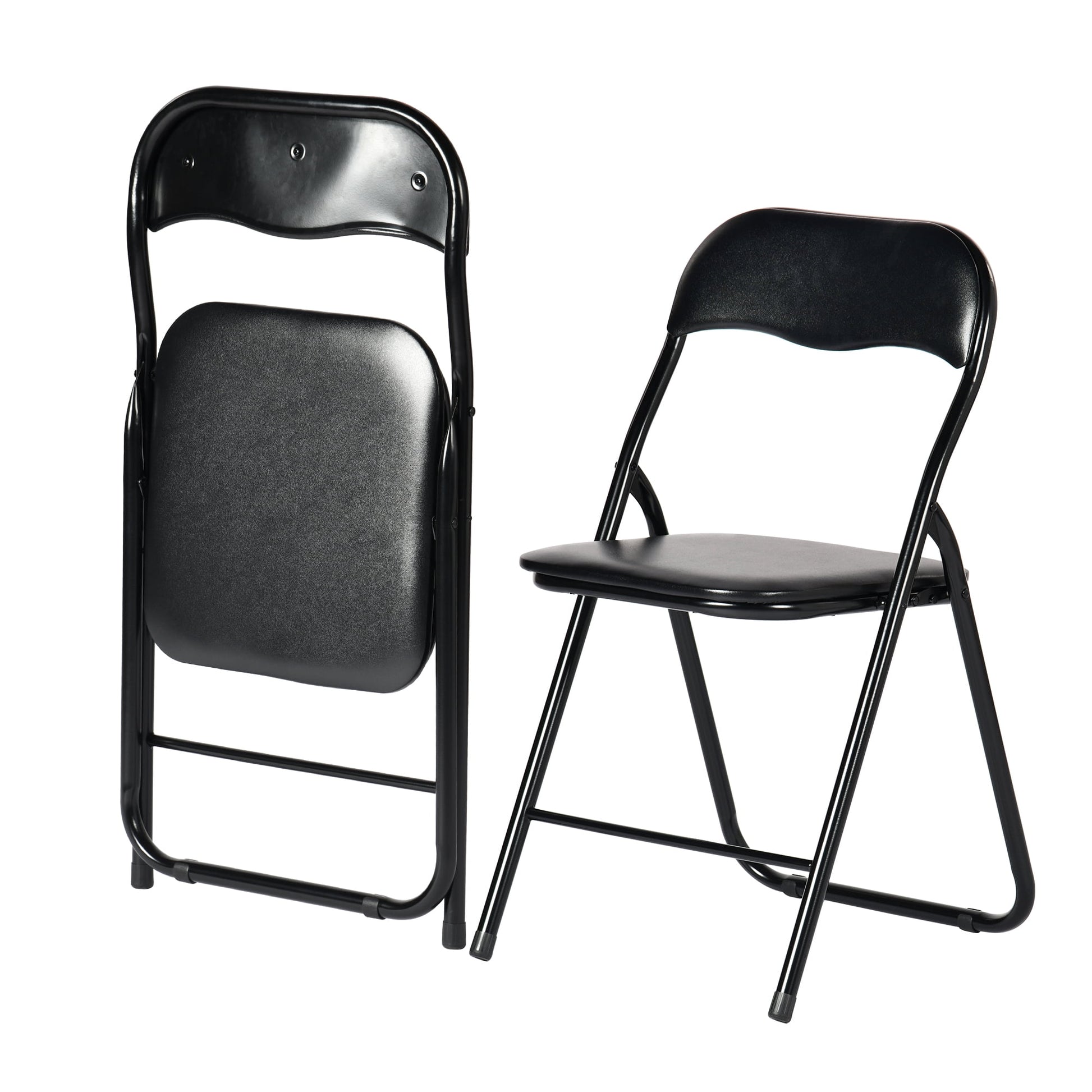 2 Pack Folding Chairs, Indoor and Outdoor Padded Cushion Chairs with Sturdy Metal Frame for Home Office, Black
