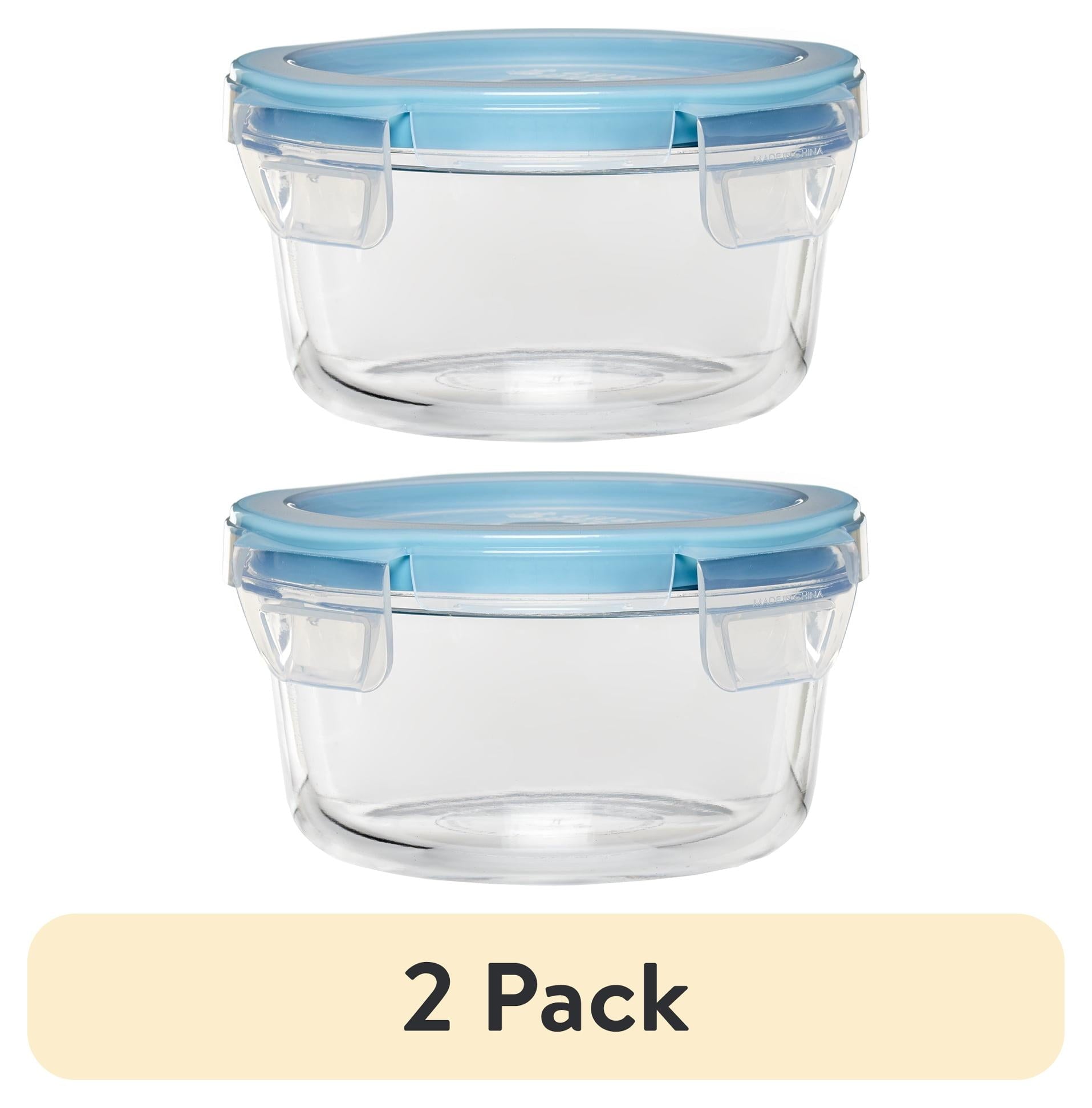 (2 pack) Anchor Hocking TrueLock Locking Lid Glass Food Storage Containers, 4 Cup Round