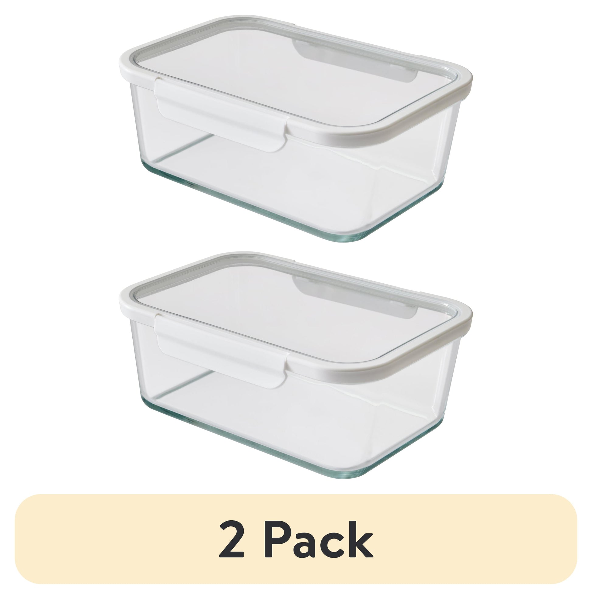 (2 pack) Better Homes & Gardens 10Cup Rectangle Glass Food Storage Container with Tritan Lid. Set of 1, 2 Pieces, A Practical Choice for Dry Goods and Bulk Ingredients