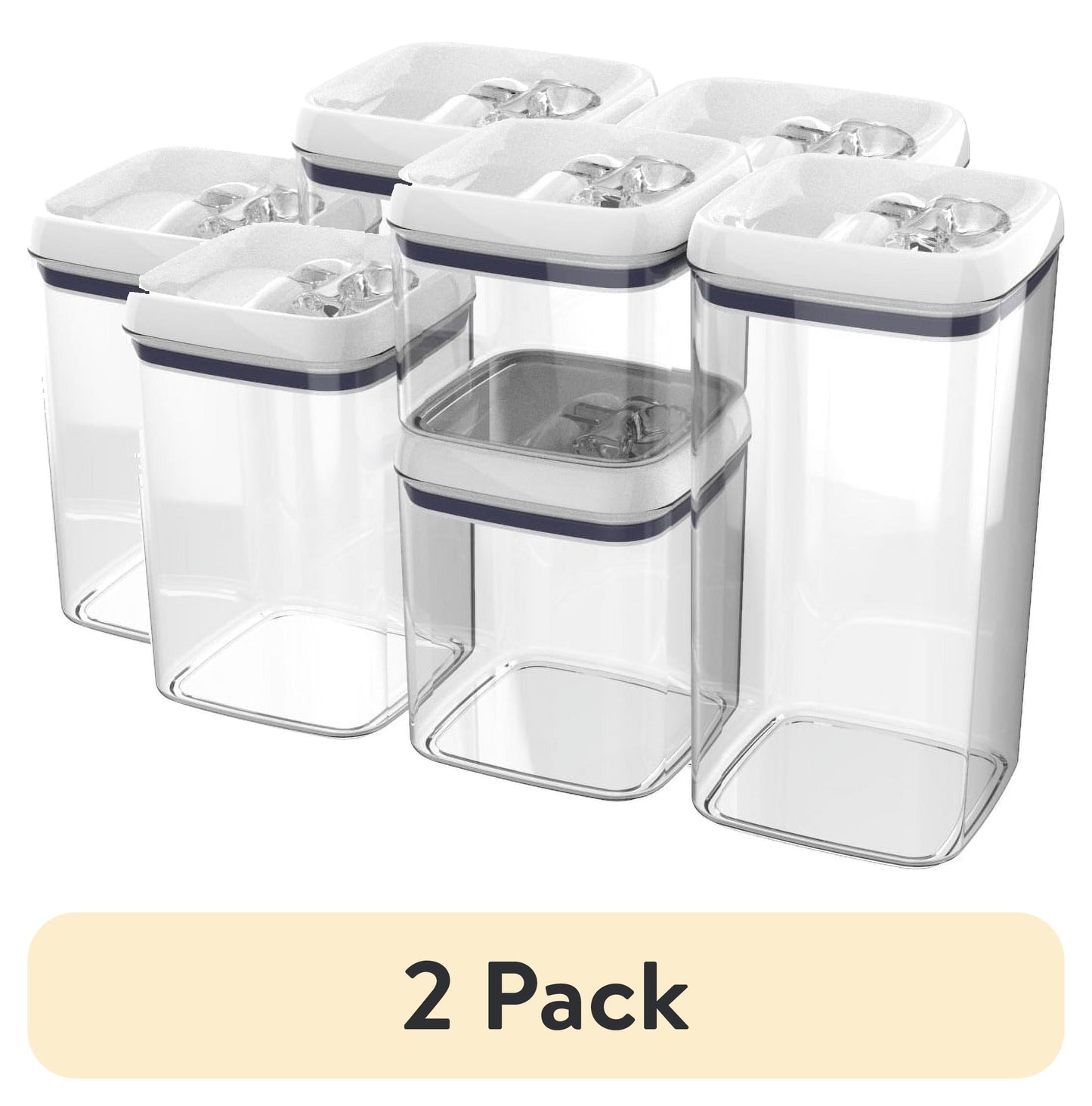 (2 pack) Better Homes & Gardens Paquete de 4 Botes, Juego de Recipientes Cuadrados para Almacenamiento de Alimentos Flip-TiteÂ®