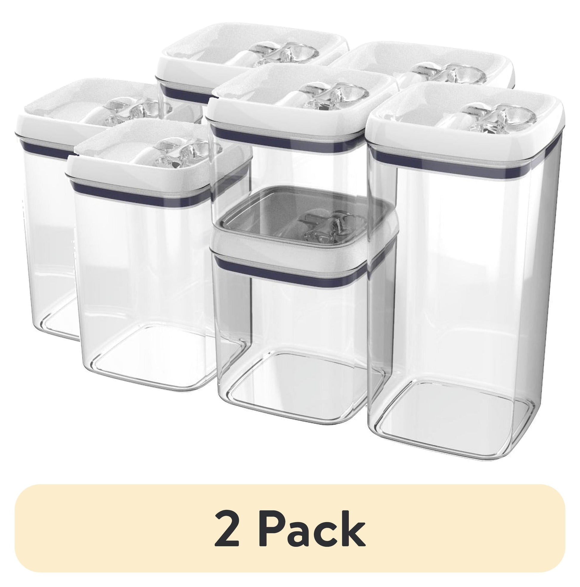 (2 pack) Better Homes & Gardens Paquete de 4 Botes, Juego de Recipientes Cuadrados para Almacenamiento de Alimentos Flip-TiteÂ®