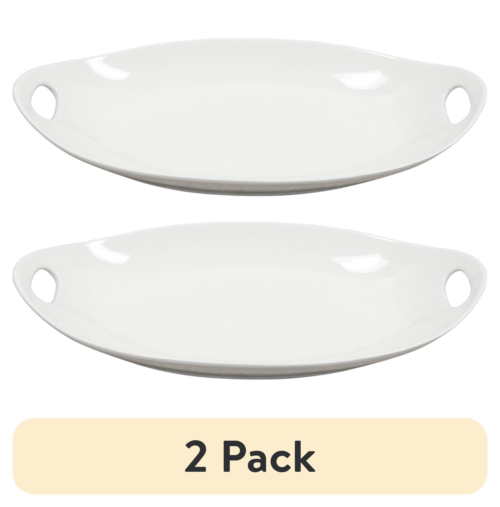 (Paquete de 2) Bandeja de Porcelana Blanca con Asas