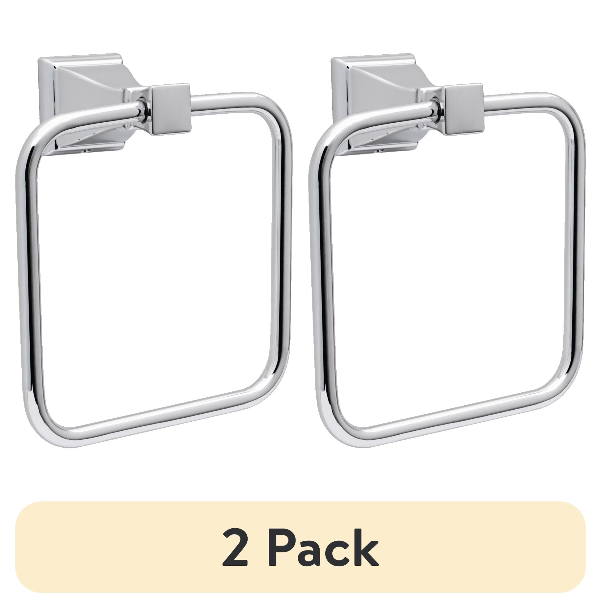 (2 pack) Better Homes and Gardens Chandler Towel Ring, Wall Mounted Bathroom Towel Holder, Chrome
