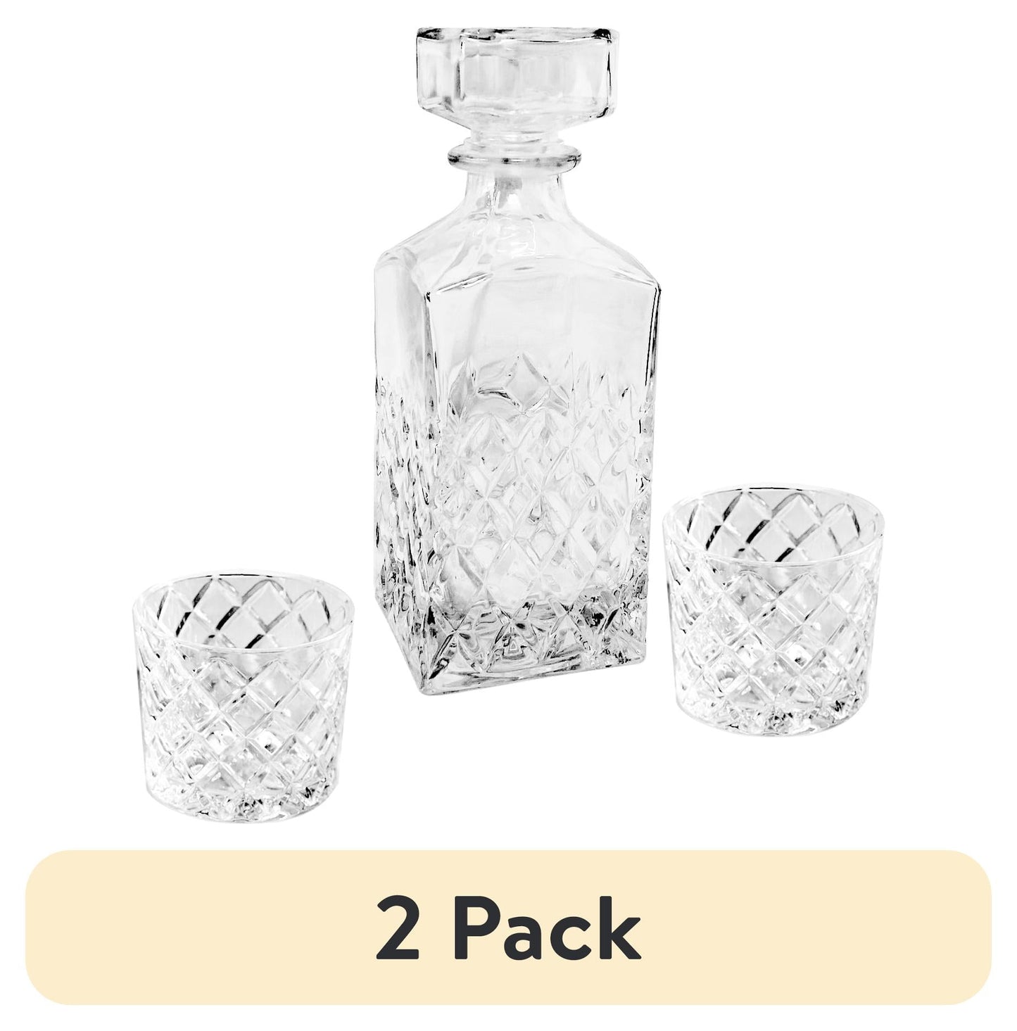 (2 pack) Better Homes and Gardens Sylvan Clear Glass Decanter and DOF 3 Pack Set