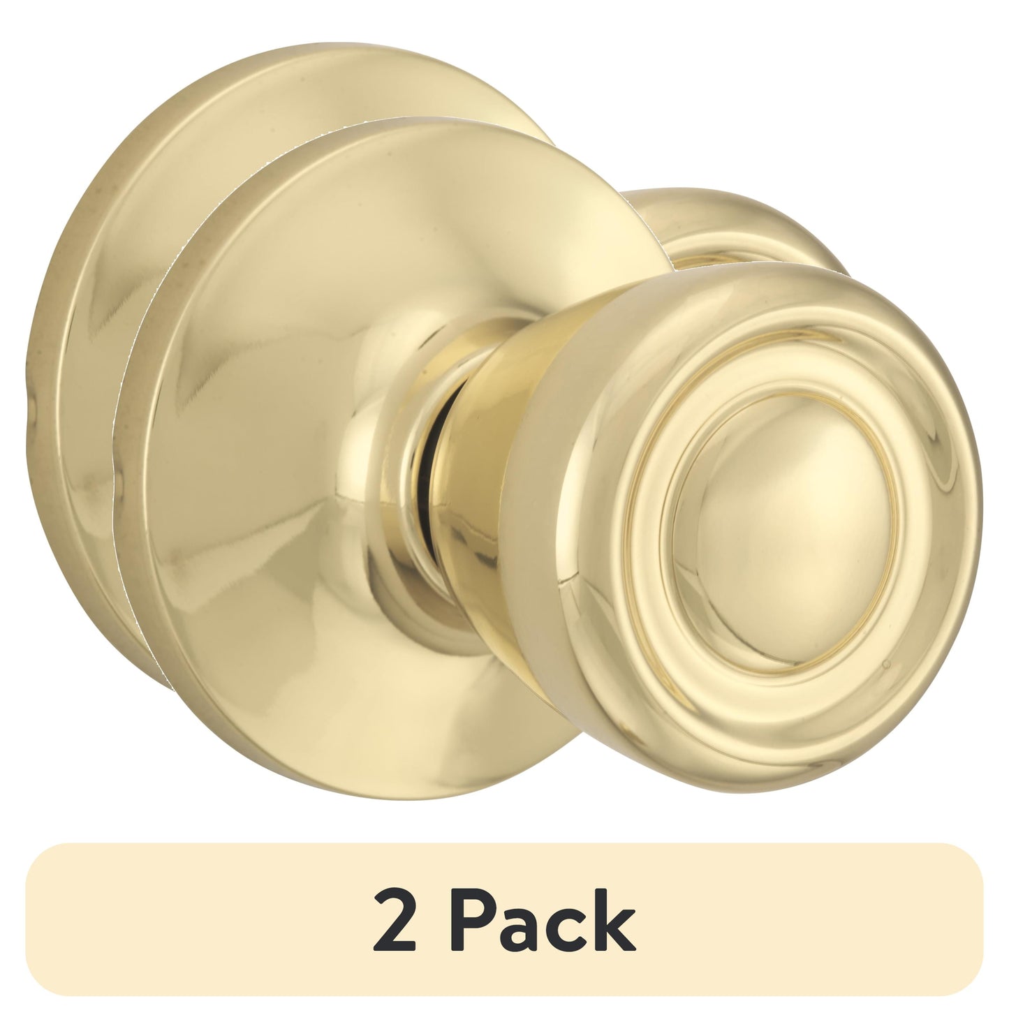 (2 pack) Brinks Non-Locking Passage Tulip Style Doorknob Polished Brass Finish