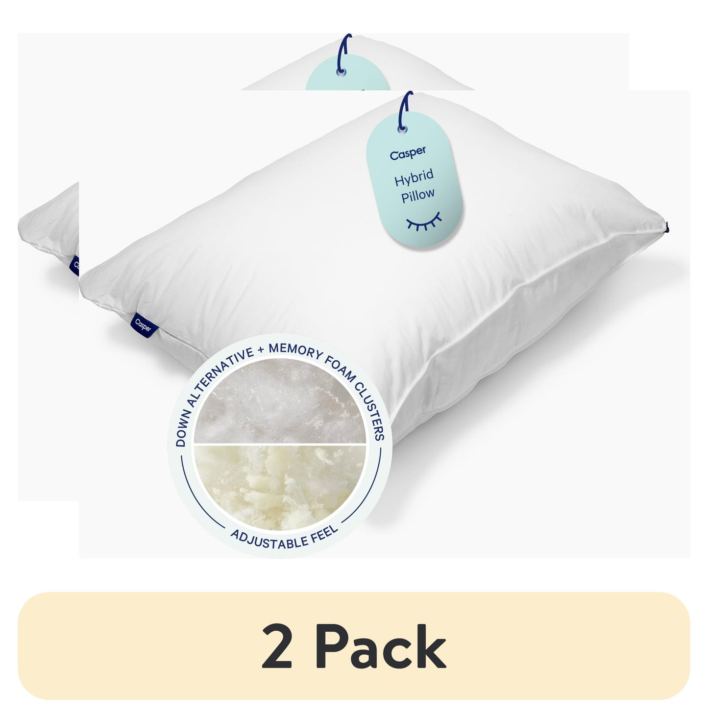 (2 pack) Casper Almohada HÃ­brida Ajustable Esencial para Dormir, EstÃ¡ndar