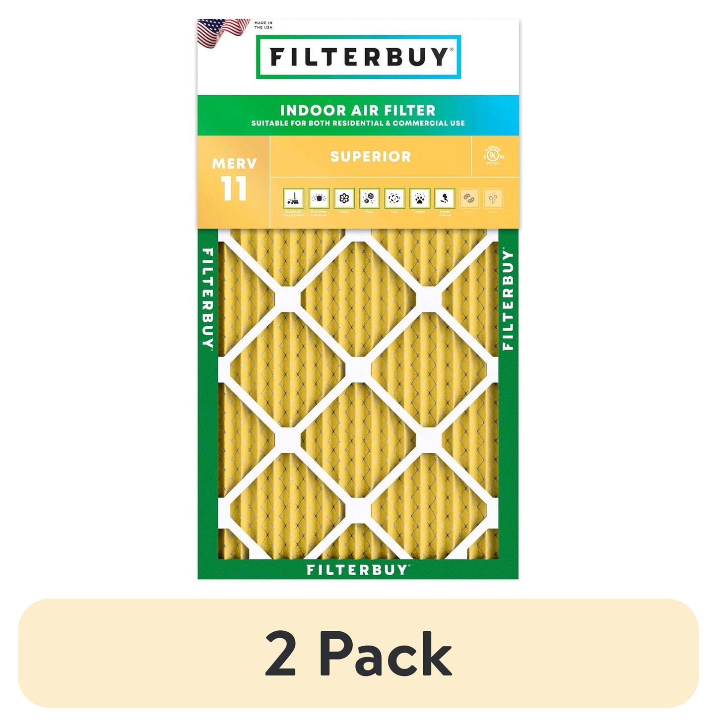 (2 pack) Filterbuy 20x30x1 MERV 11 Allergen Defense, Pleated HVAC AC Furnace Air Filters (1-Pack)