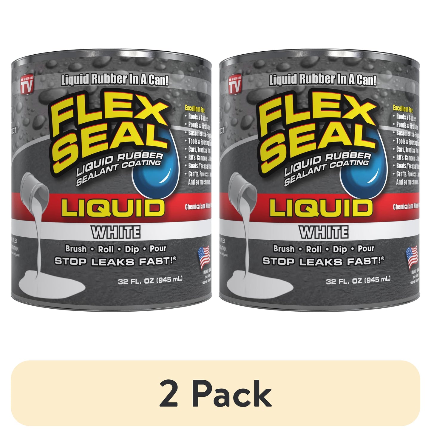 Flex Seal Liquid Rubber Sealant Coating, White, 32 oz