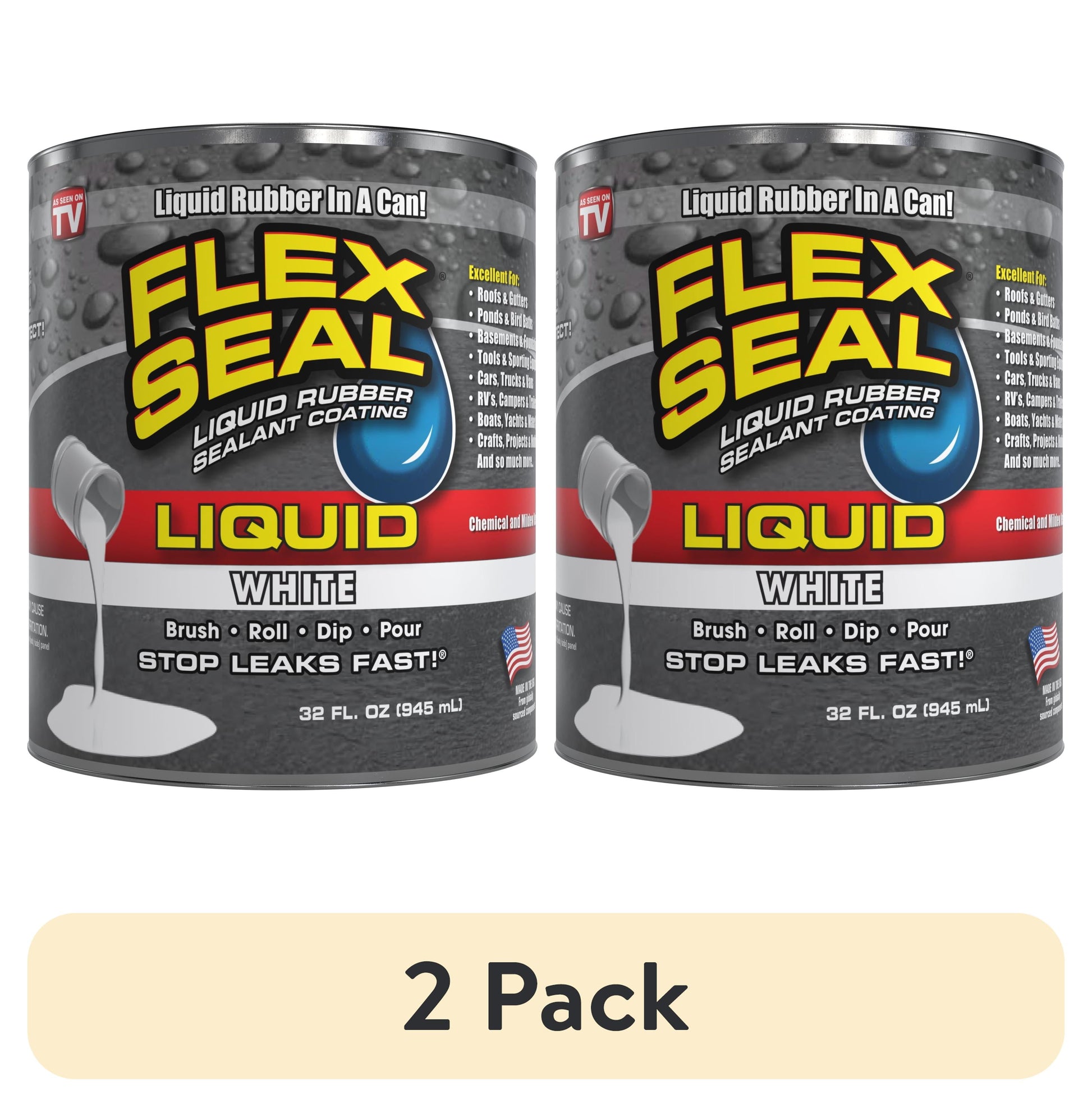 Flex Seal Liquid Rubber Sealant Coating, White, 32 oz