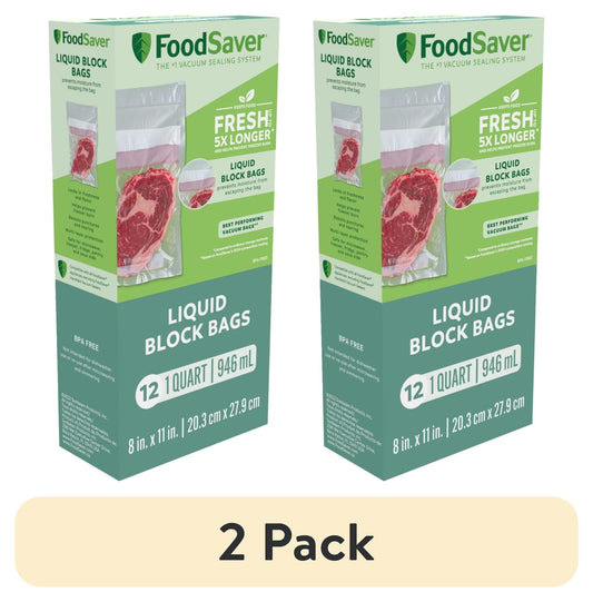 FoodSaver Bolsas de VacÃ­o con Bloque de LÃ­quido, 1 Cuarto, 8" x 11", Bolsa de 12