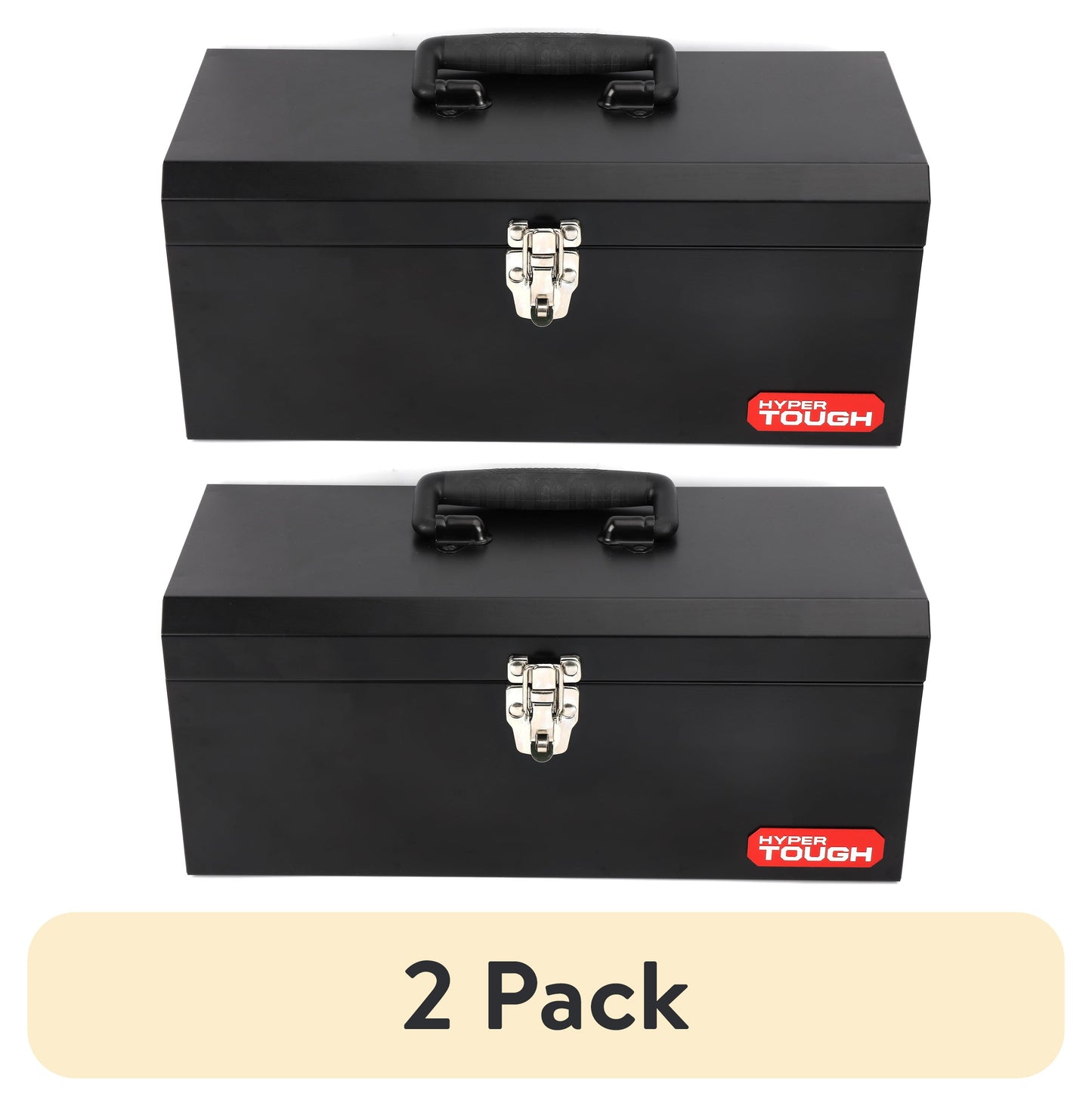 Hyper Tough 16-inch Black Metal Tool Box with Removable Tool Tray