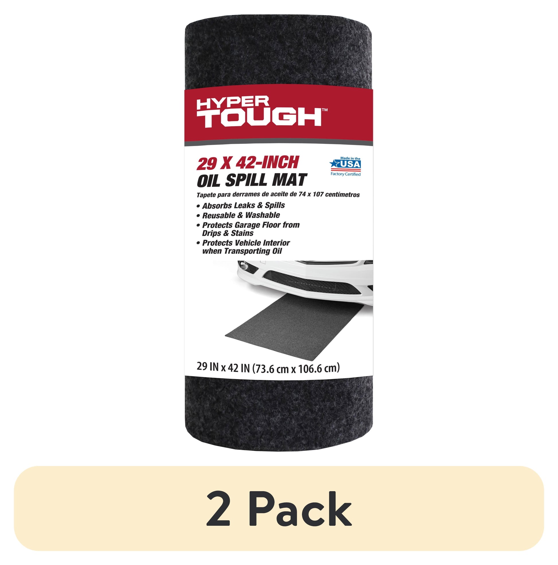 Hyper Tough; 29" x 42" Oil Spill Mat - Prevents Stains and Spills - Reusable Light Weight Material