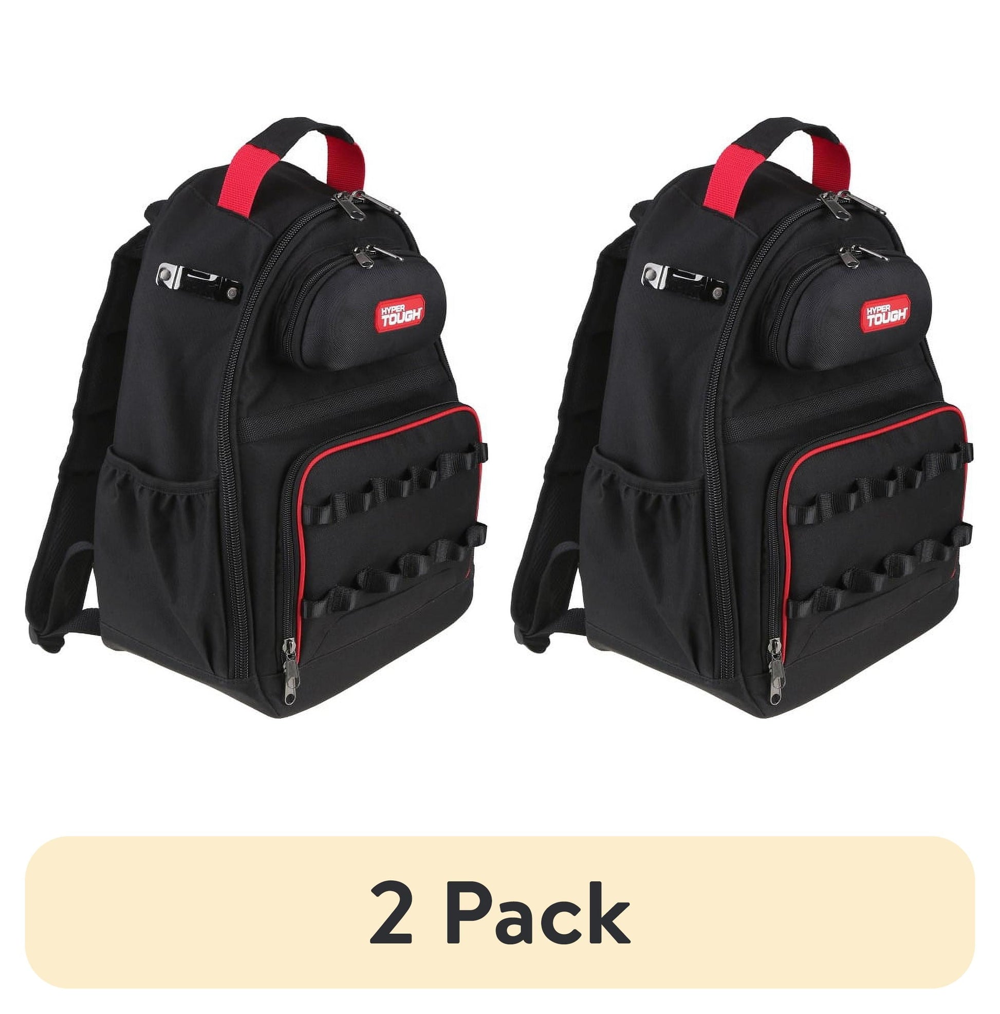 Hyper Tough Mochila Negra para Herramientas con Bolsillos y Lazos, Almacenamiento PortÃ¡til para Herramientas con Soporte Base (Unisex)