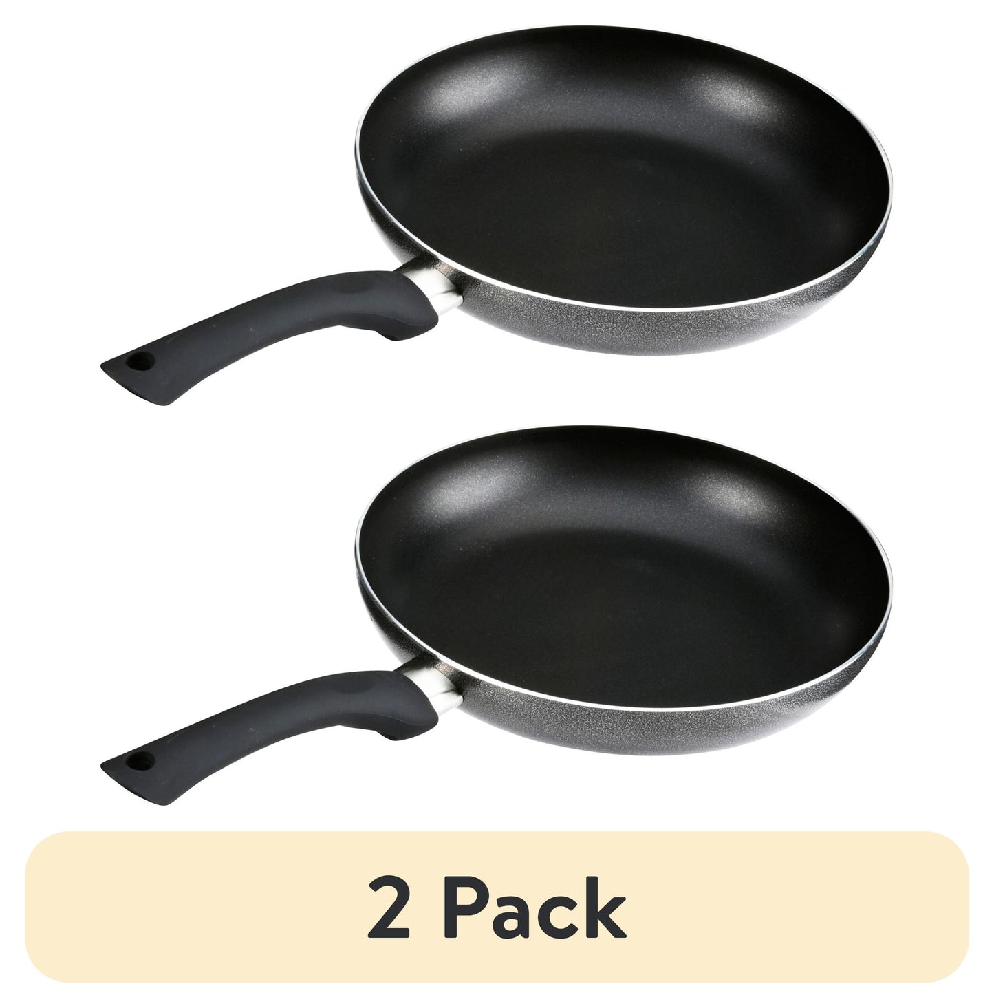 (2 pack) IMUSA  12in Charcoal Aluminum Nonstick Fry Pan with Soft Touch Handle, Black