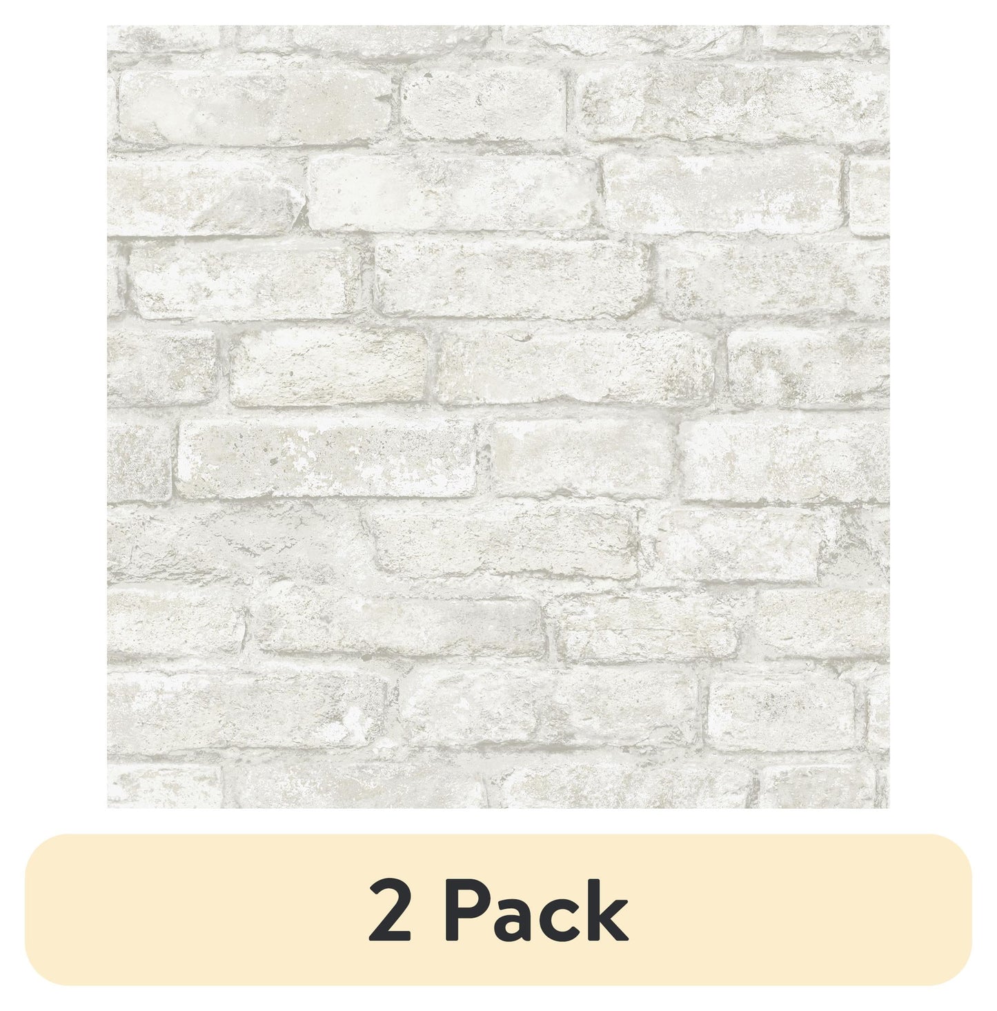 (2 pack) InHome White Portsmouth Brick Vinyl Peel and Stick Wallpaper, 20.8 in x 18 ft, 31.2 Sq. ft.