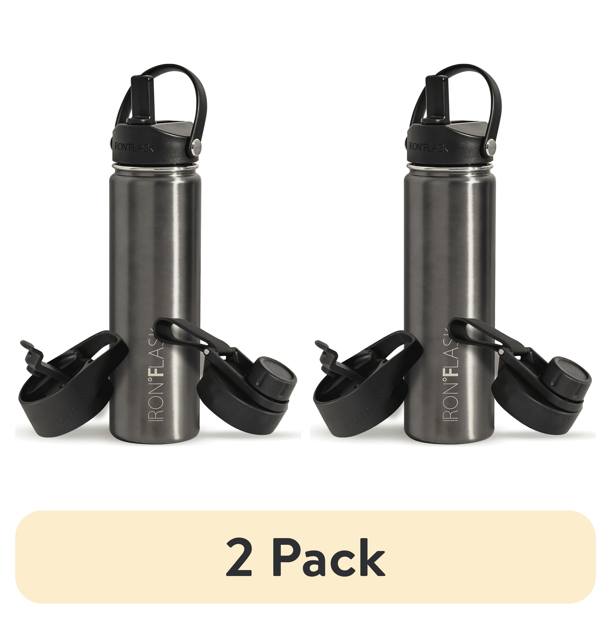 Iron Flask Stainless Steel Water Bottle 22 oz Olive Green with 3 Lids