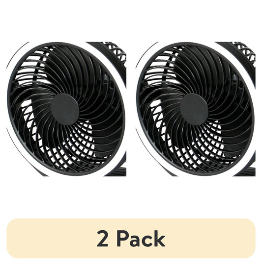 Mainstay Ventilador Recargable USB de 7" con Clip y Mesa con LED Negro
