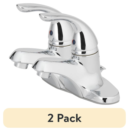 (2 pack) Mainstays 4" Centerset Single Handle Bathroom Sink Faucet with Pop-up Assembly in Chrome