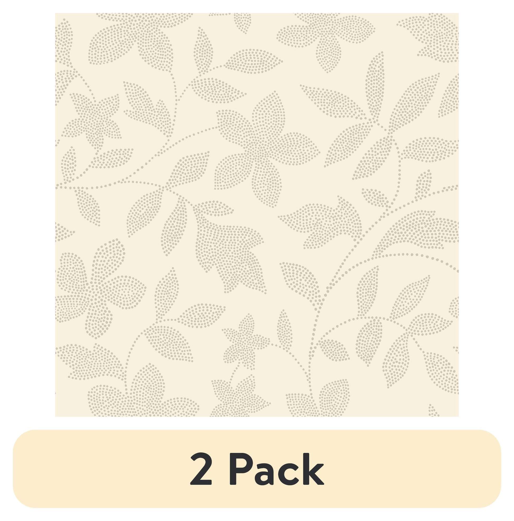 (2 pack) Mainstays Beige Dot Botanical Peel and Stick Wallpaper 30.75 Sq. ft, 1 Count