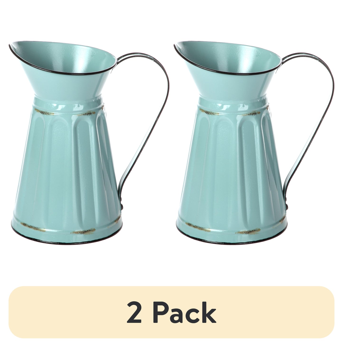 (2 pack) Mainstays Dark Mint Metal Decorative Pitcher